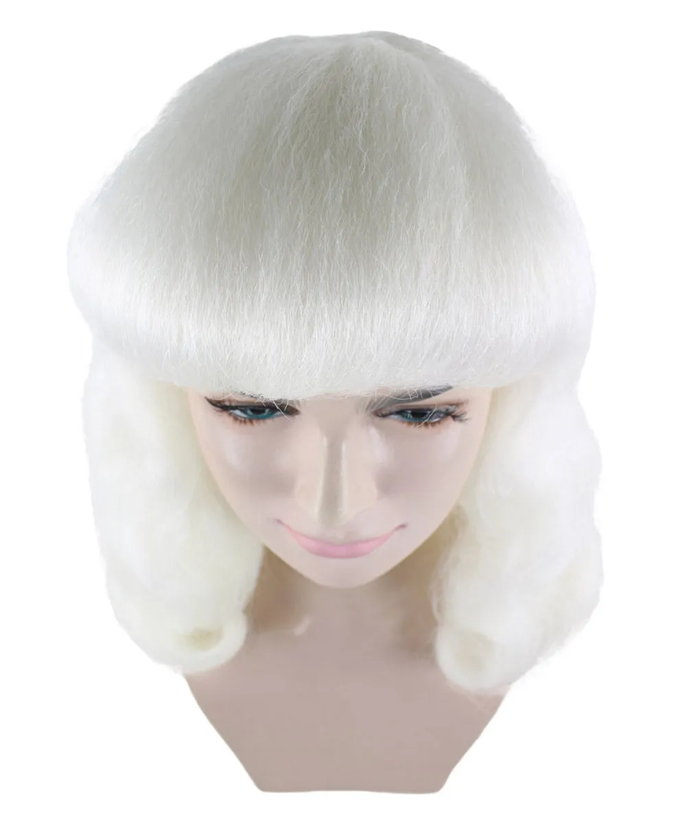 Celebrity Womens wig , Pop Singer Celebrity White Fancy Party Event Ready Halloween Wig , Premium Breathable Capless Cap