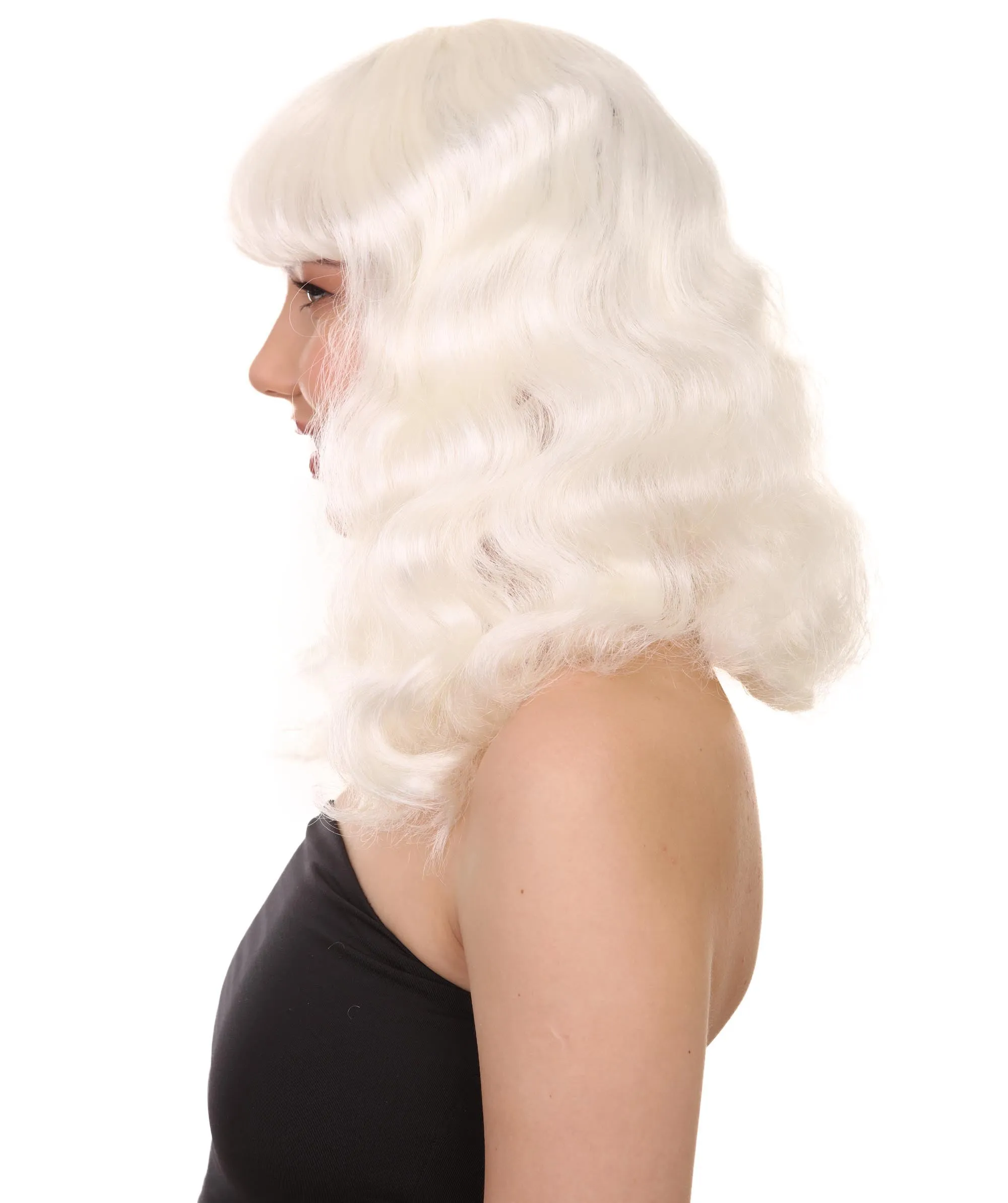 Celebrity Womens wig , Pop Singer Celebrity White Fancy Party Event Ready Halloween Wig , Premium Breathable Capless Cap