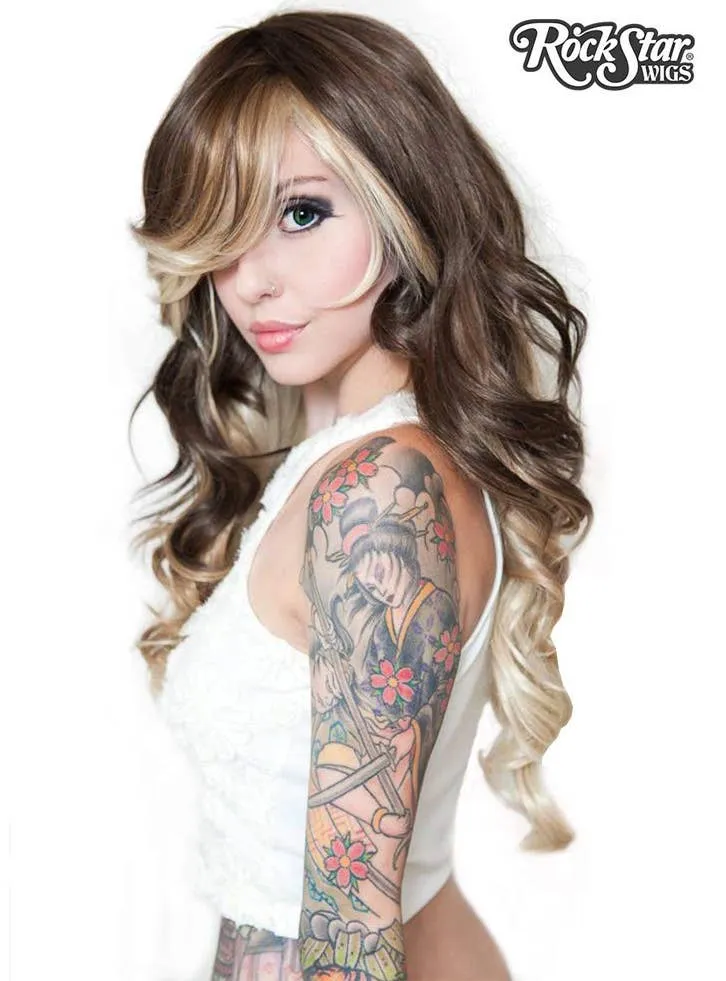 Choco Vanilla Womens Deluxe Long Curly Fashion Wig