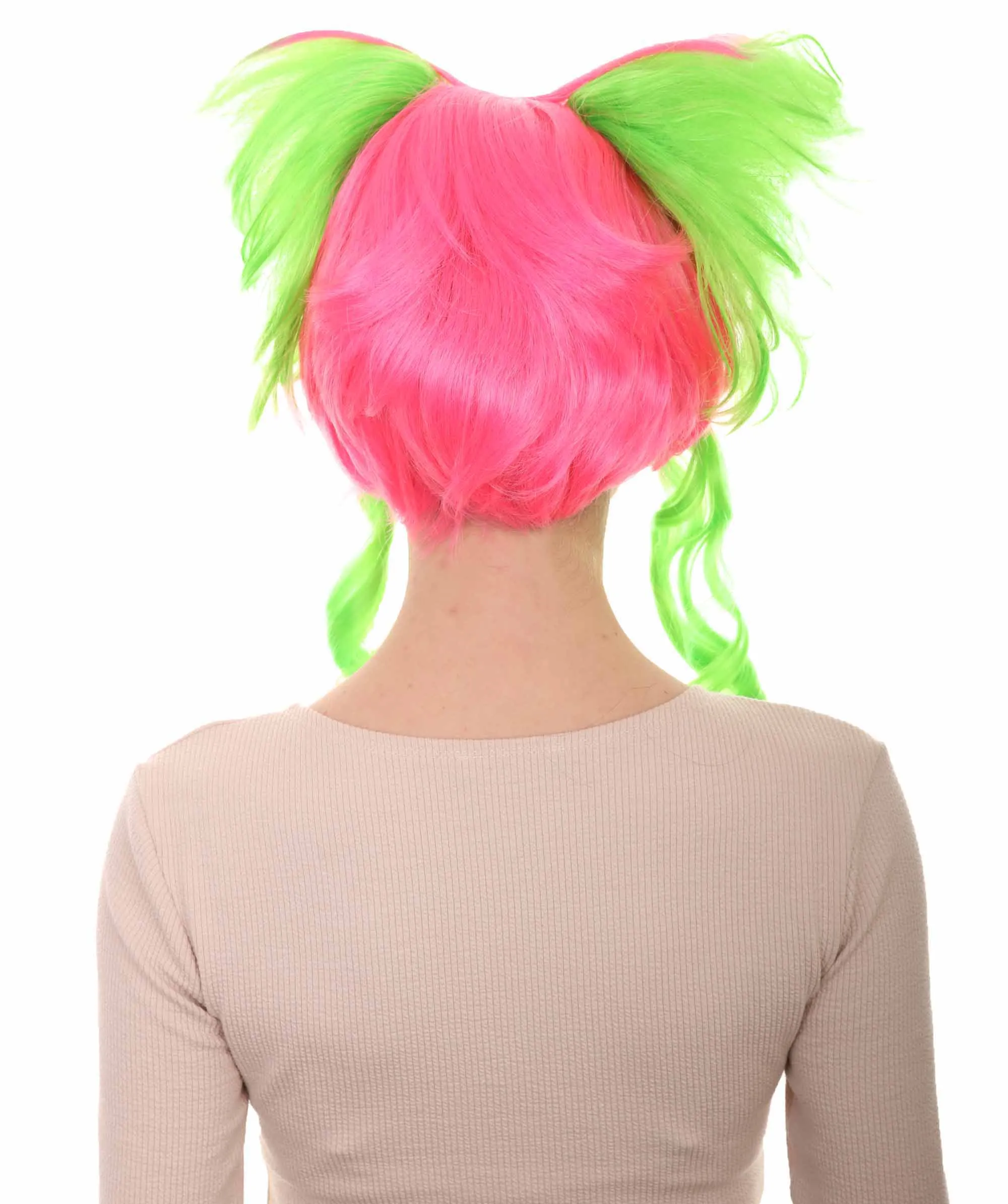 Circus Sweetie Clown Women's Wig | Ping Green Party Event Ready Cosplay Halloween Wigs | Premium Breathable Capless Cap