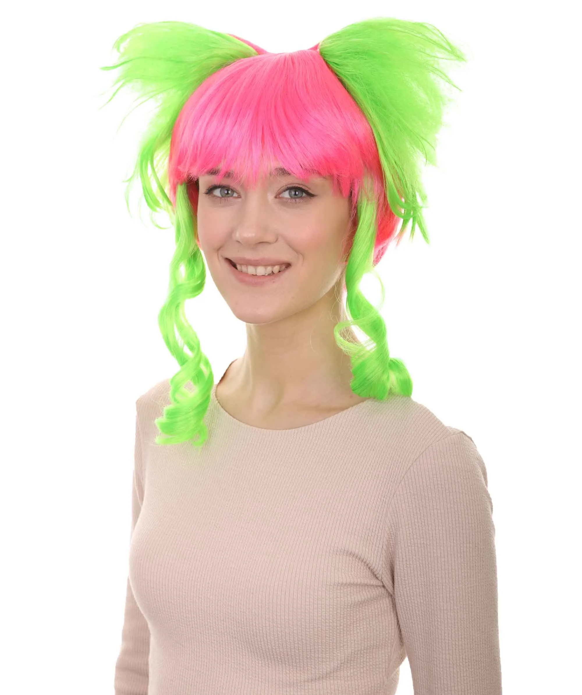 Circus Sweetie Clown Women's Wig | Ping Green Party Event Ready Cosplay Halloween Wigs | Premium Breathable Capless Cap