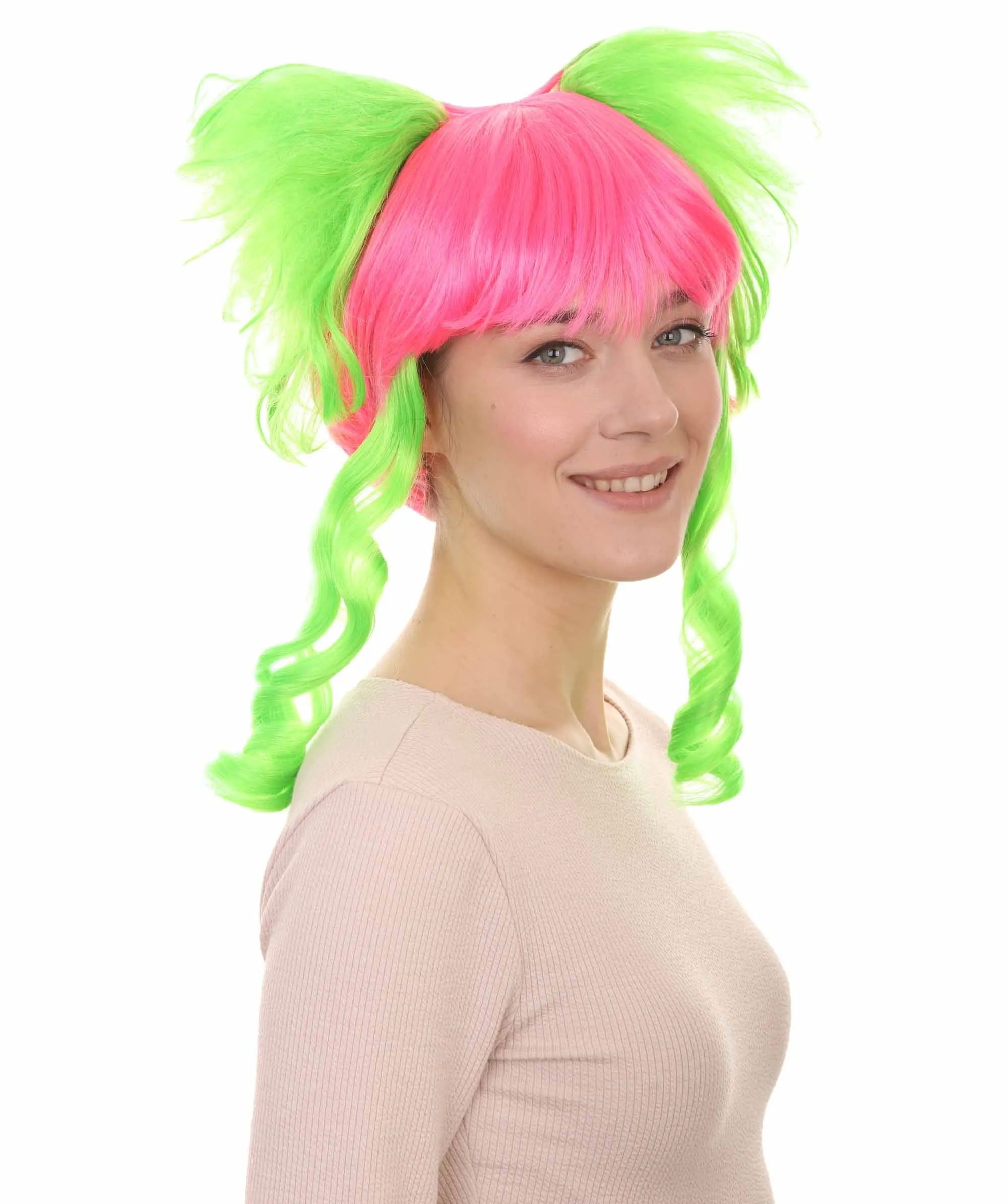 Circus Sweetie Clown Women's Wig | Ping Green Party Event Ready Cosplay Halloween Wigs | Premium Breathable Capless Cap