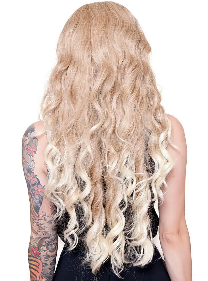 Classic Long Curly Blonde Ombre Womens Fashion Wig