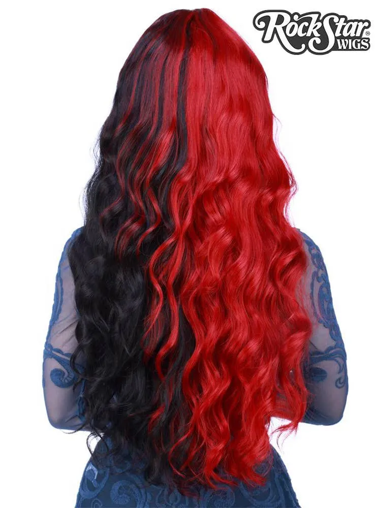 Classic Wavy Womens Red and Black Deluxe Fashion Wig