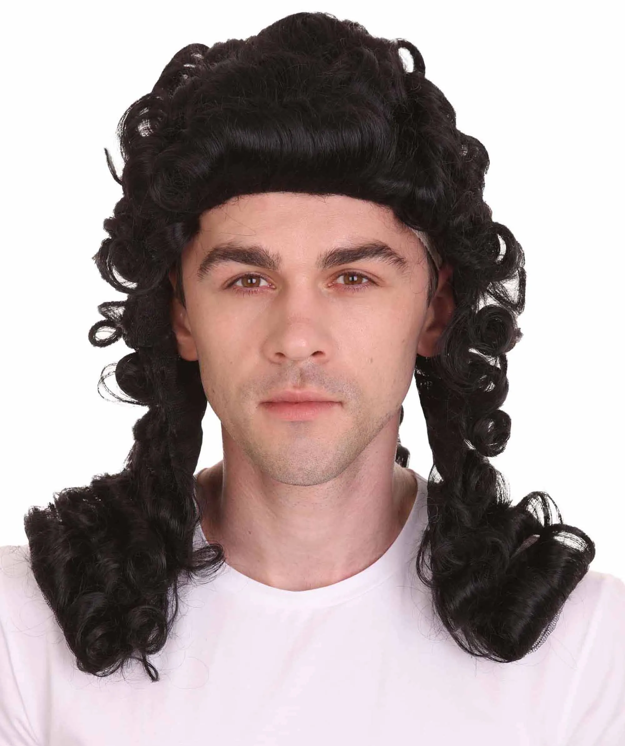 Colonial Curly Black Historical Wig | Premium Breathable Capless Cap