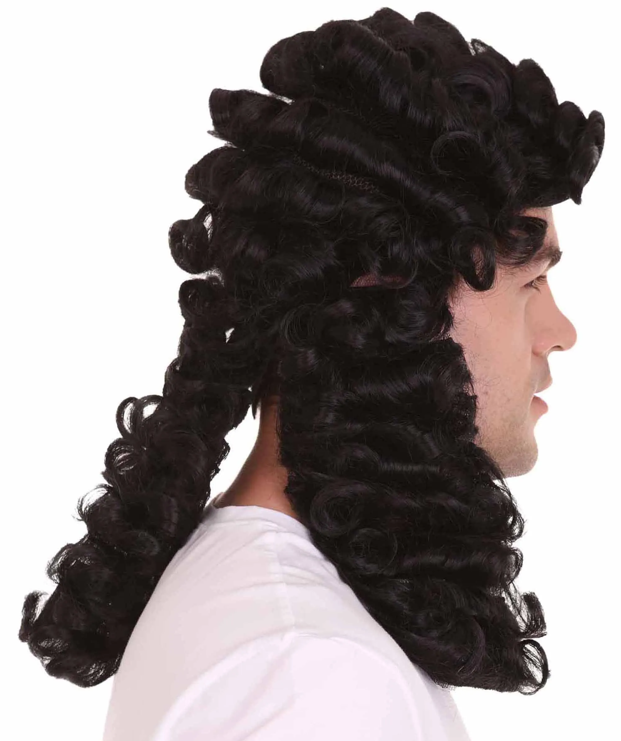 Colonial Curly Black Historical Wig | Premium Breathable Capless Cap