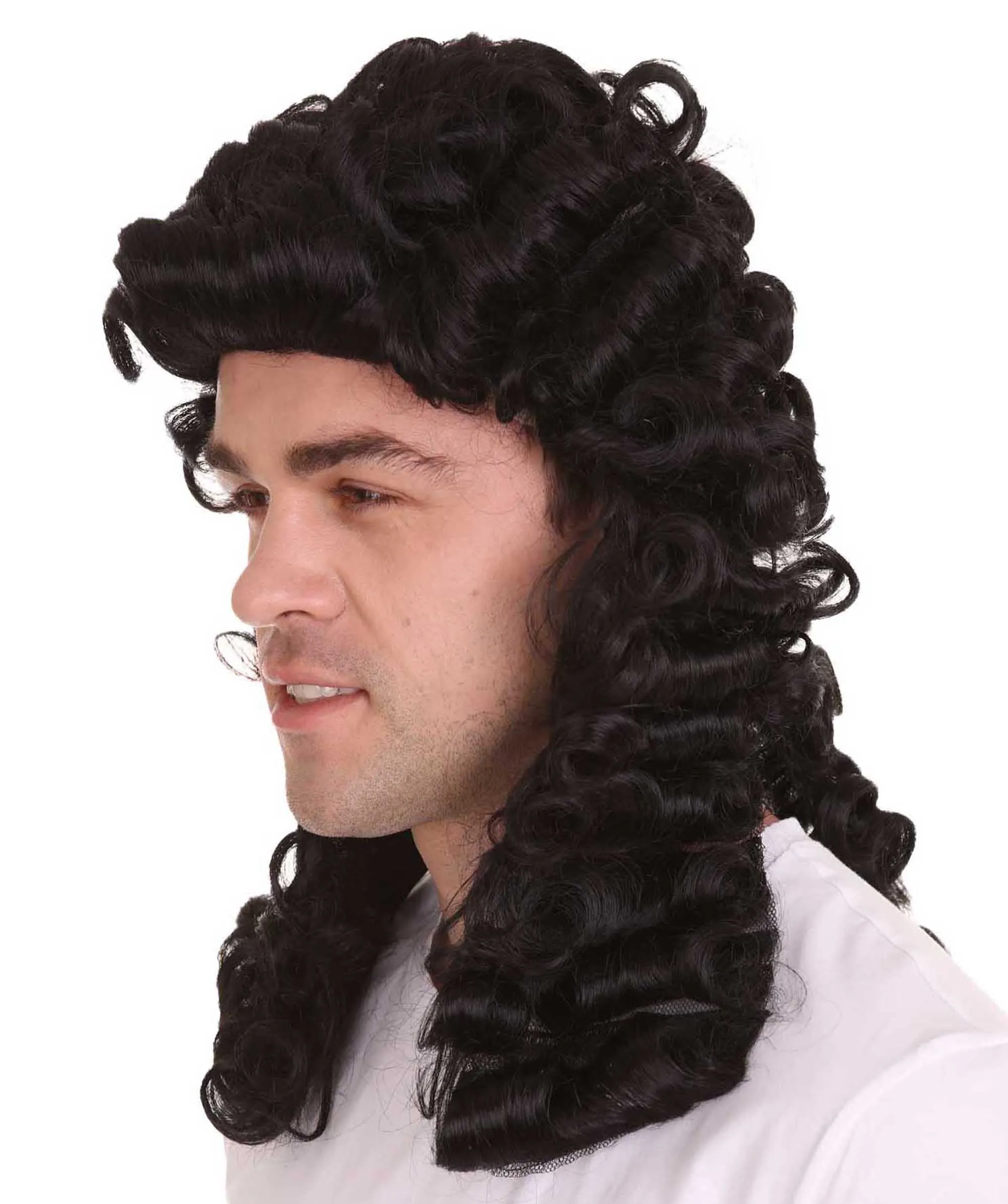 Colonial Curly Black Historical Wig | Premium Breathable Capless Cap