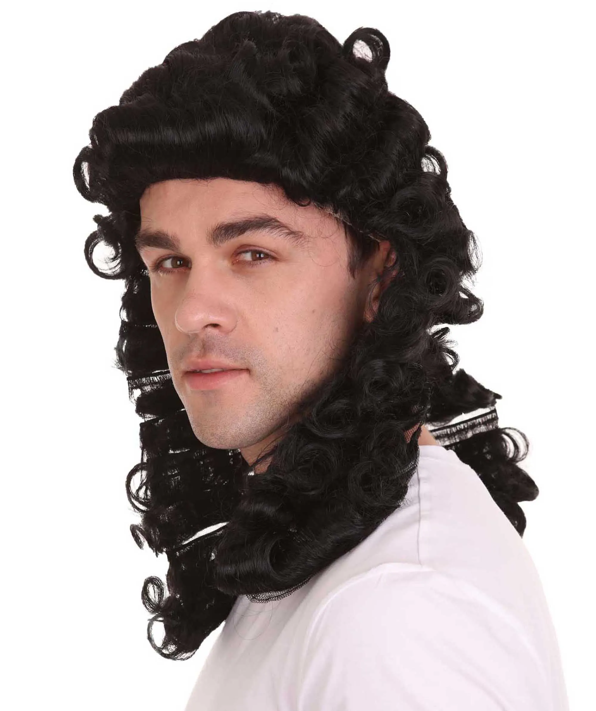 Colonial Curly Black Historical Wig | Premium Breathable Capless Cap
