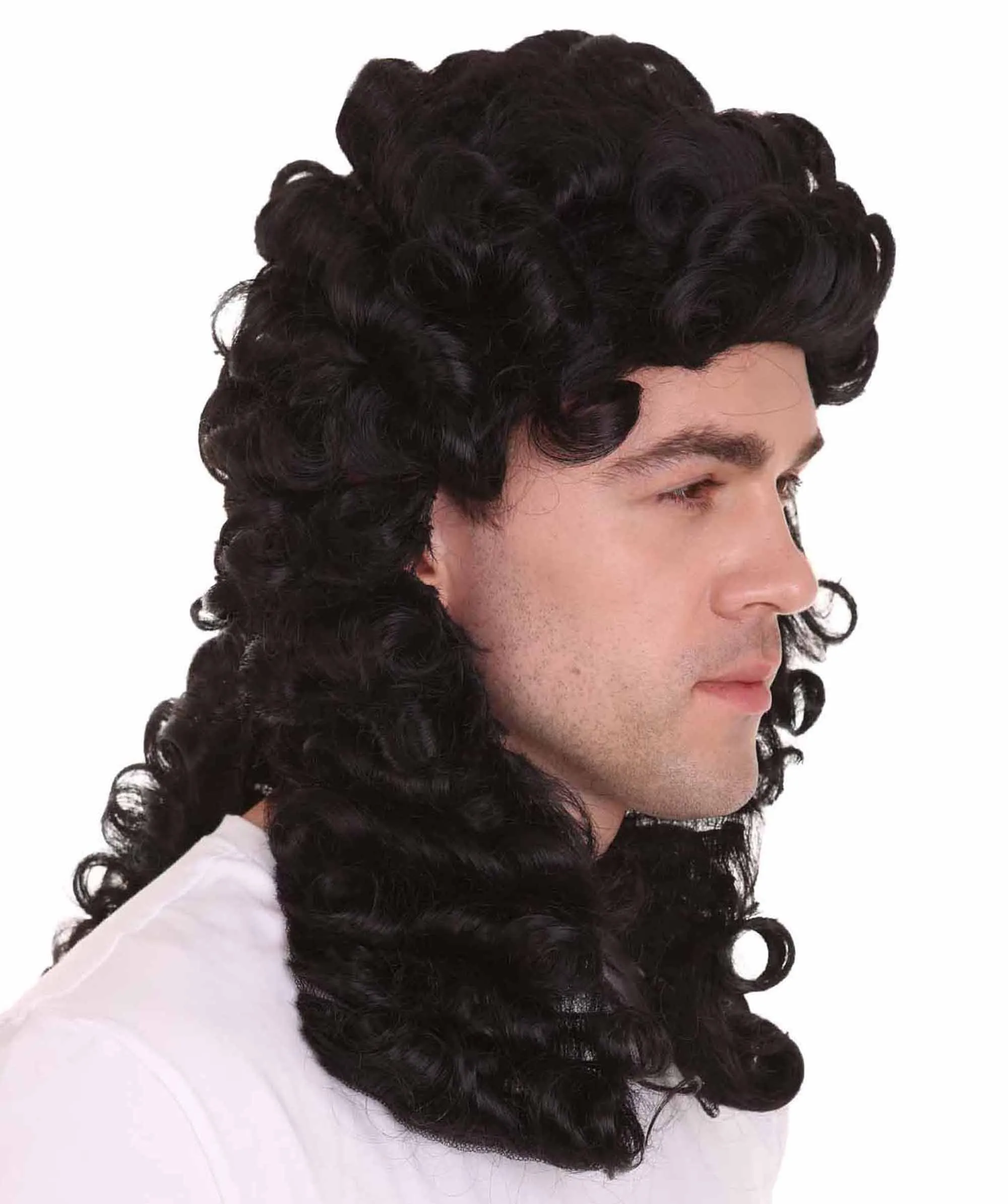 Colonial Curly Black Historical Wig | Premium Breathable Capless Cap