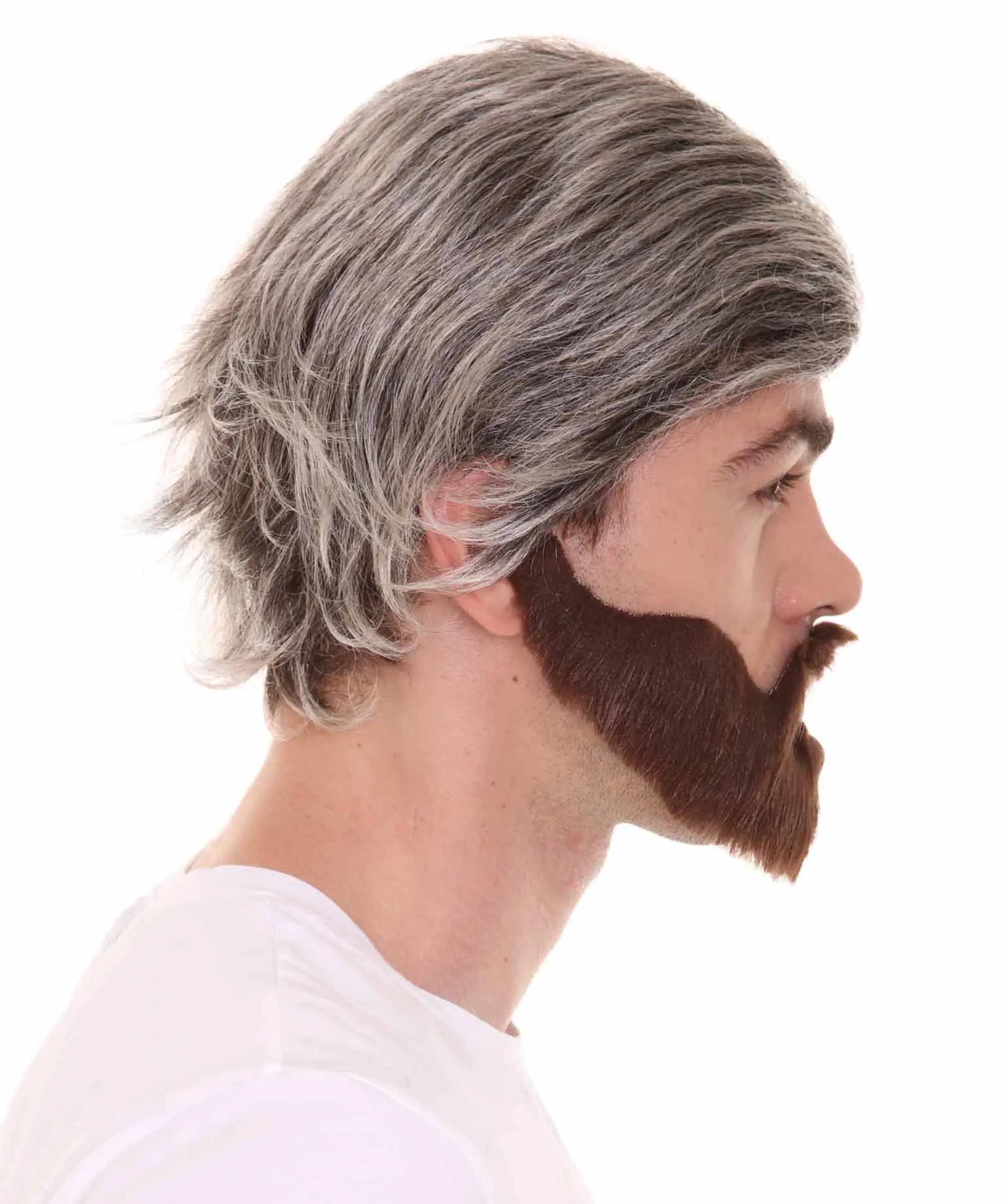 Comedian Wig with Full Beard Set | Mixed Color Celebrity Wigs | Premium Breathable Capless Cap