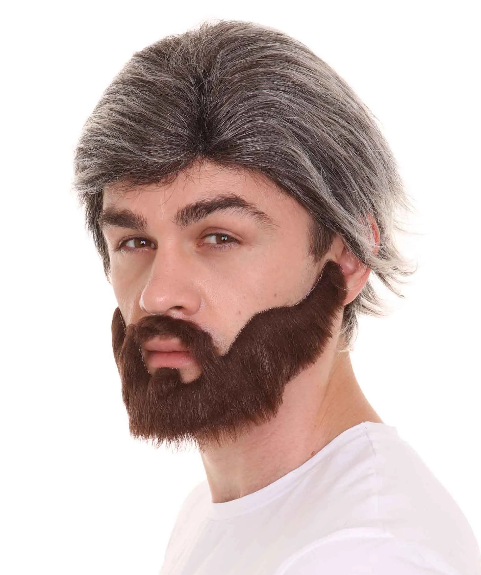 Comedian Wig with Full Beard Set | Mixed Color Celebrity Wigs | Premium Breathable Capless Cap