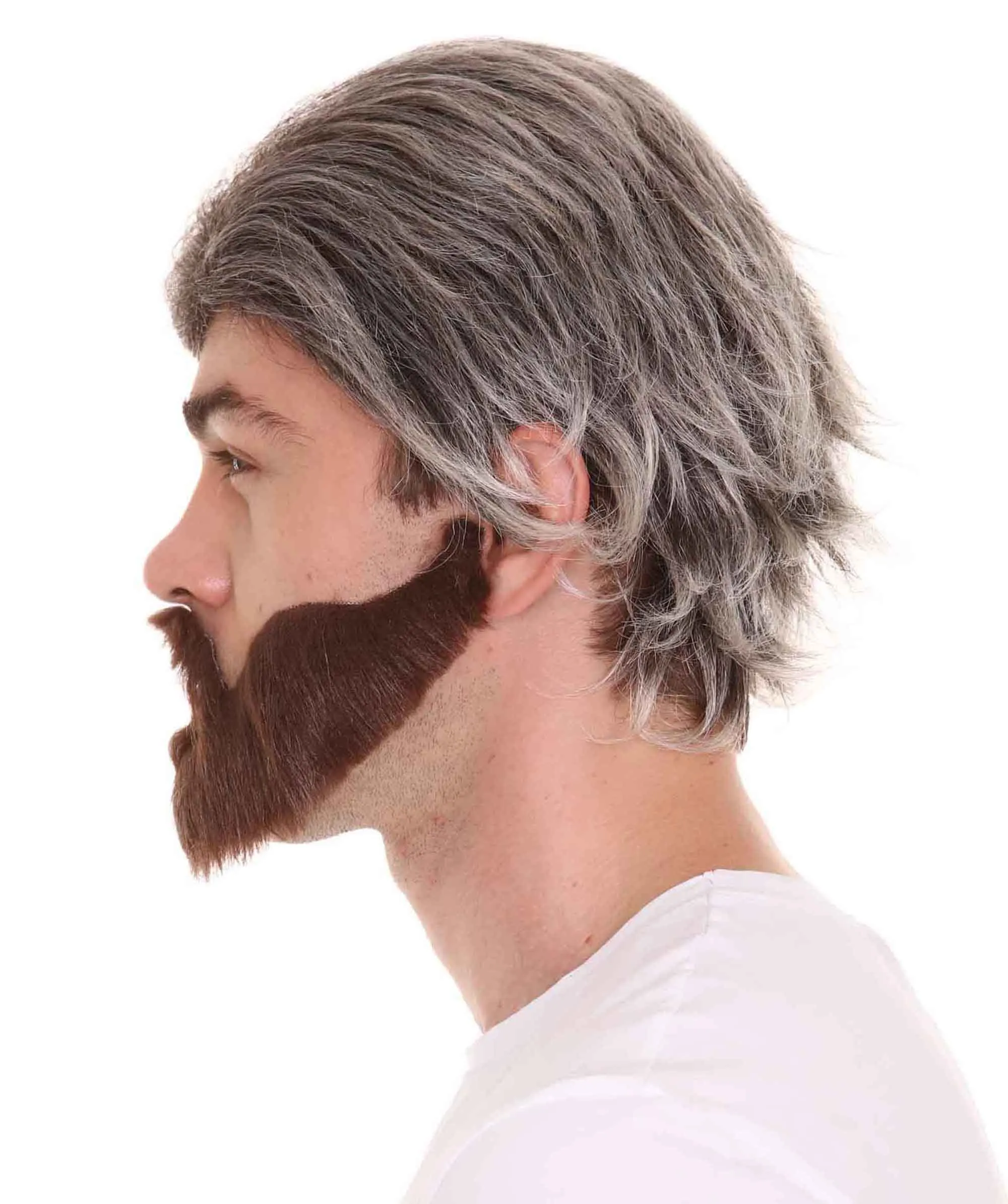 Comedian Wig with Full Beard Set | Mixed Color Celebrity Wigs | Premium Breathable Capless Cap
