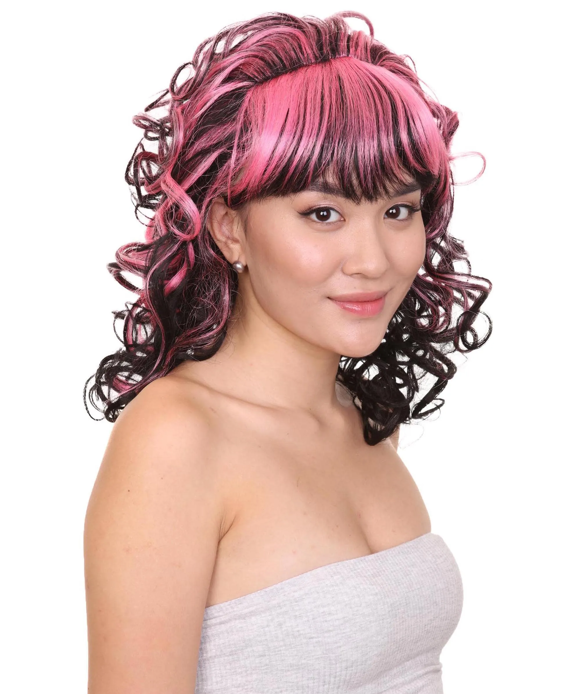 Cosplay Game Monster Black Pink | Womens Character Cosplay Halloween Wig | Premium Breathable Capless Cap