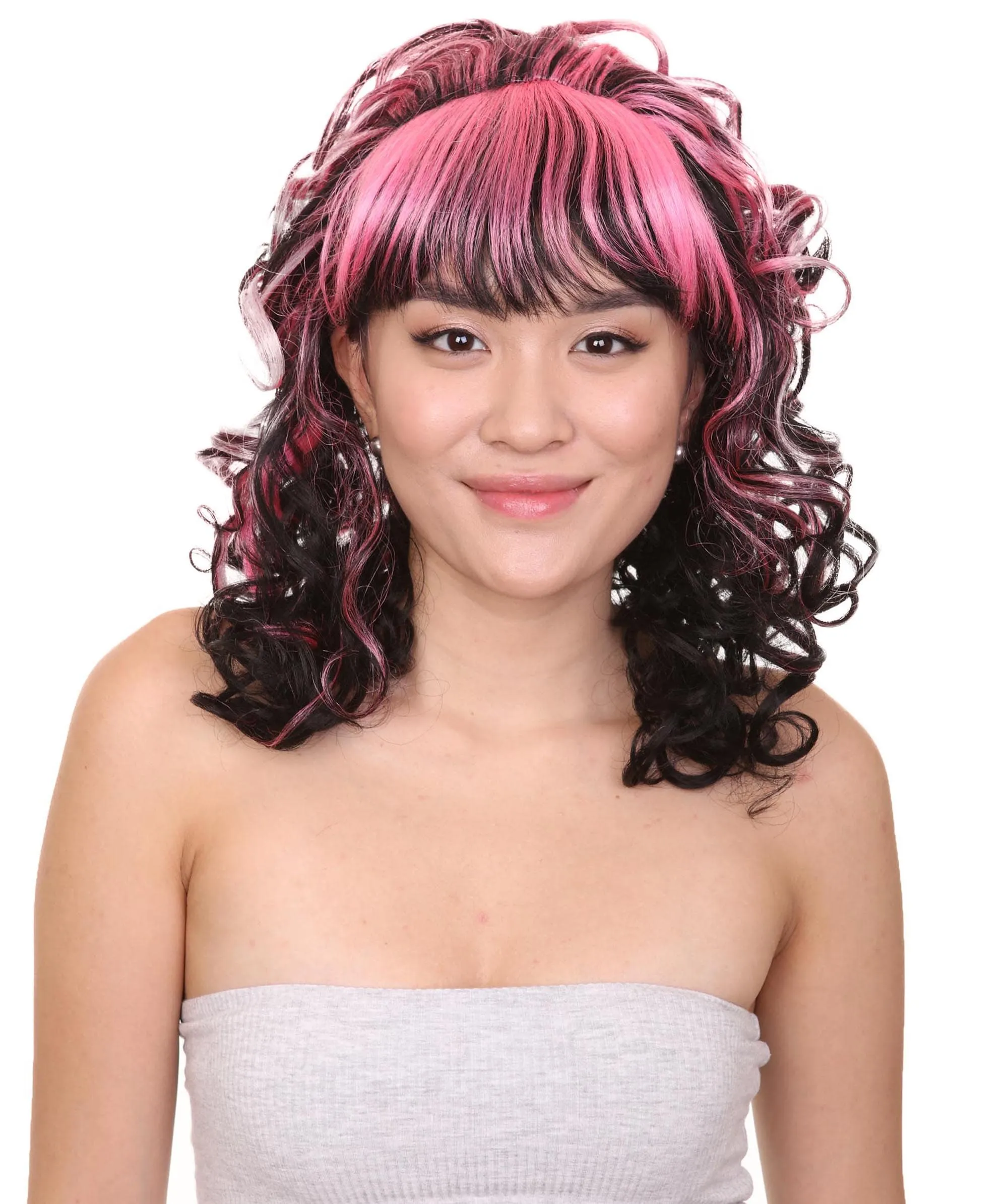 Cosplay Game Monster Black Pink | Womens Character Cosplay Halloween Wig | Premium Breathable Capless Cap
