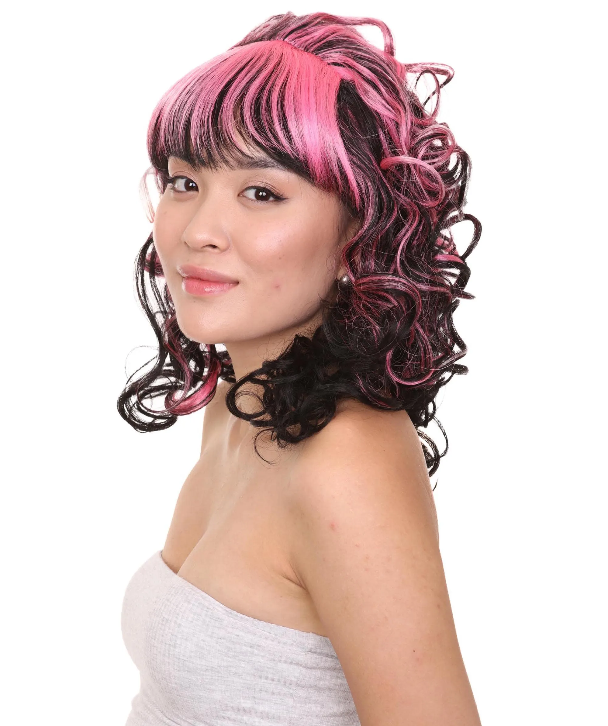 Cosplay Game Monster Black Pink | Womens Character Cosplay Halloween Wig | Premium Breathable Capless Cap