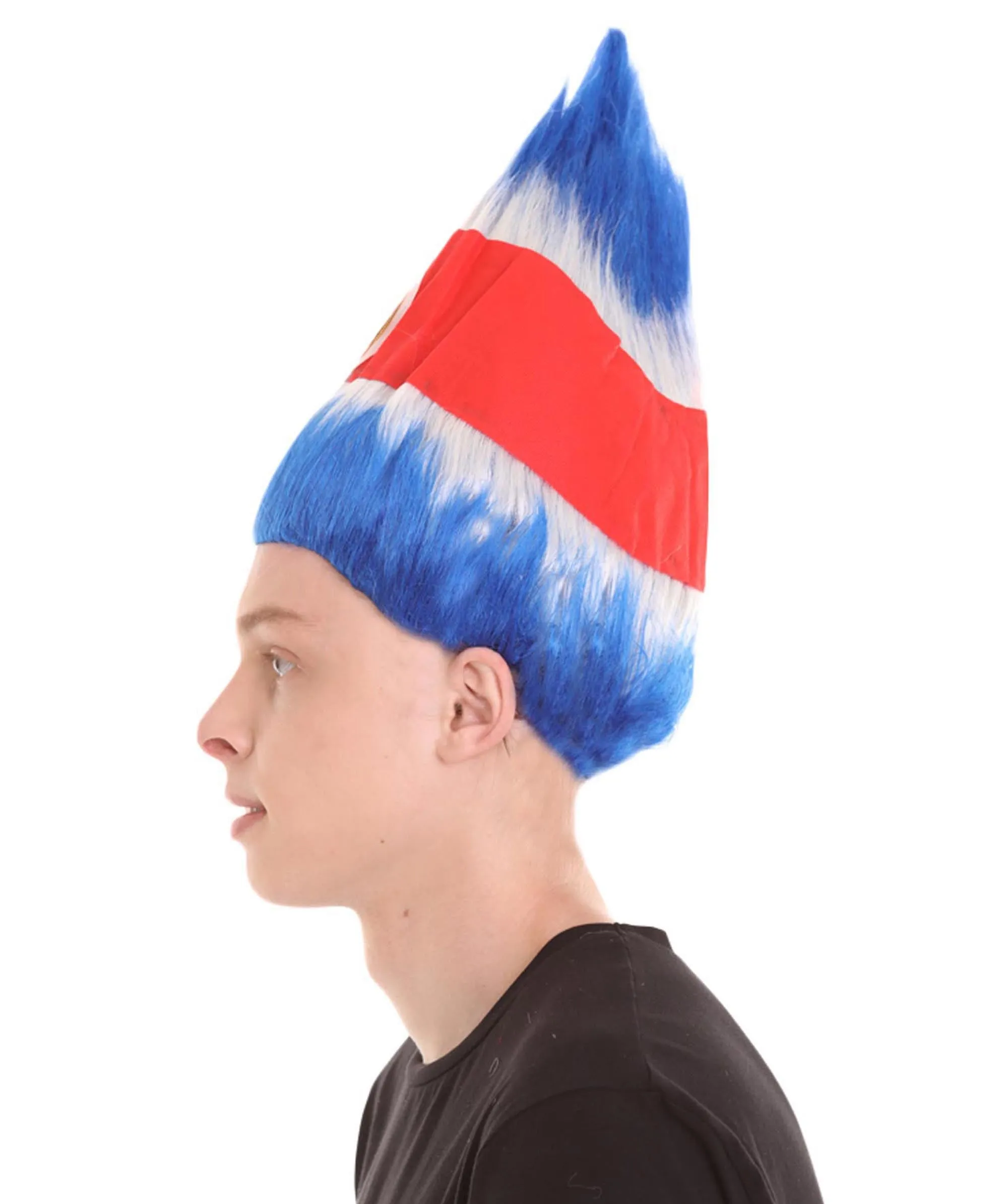 Costa Rica Flag Sport Troll Wig | Cosplay Halloween Wigs | Premium Breathable Capless Cap