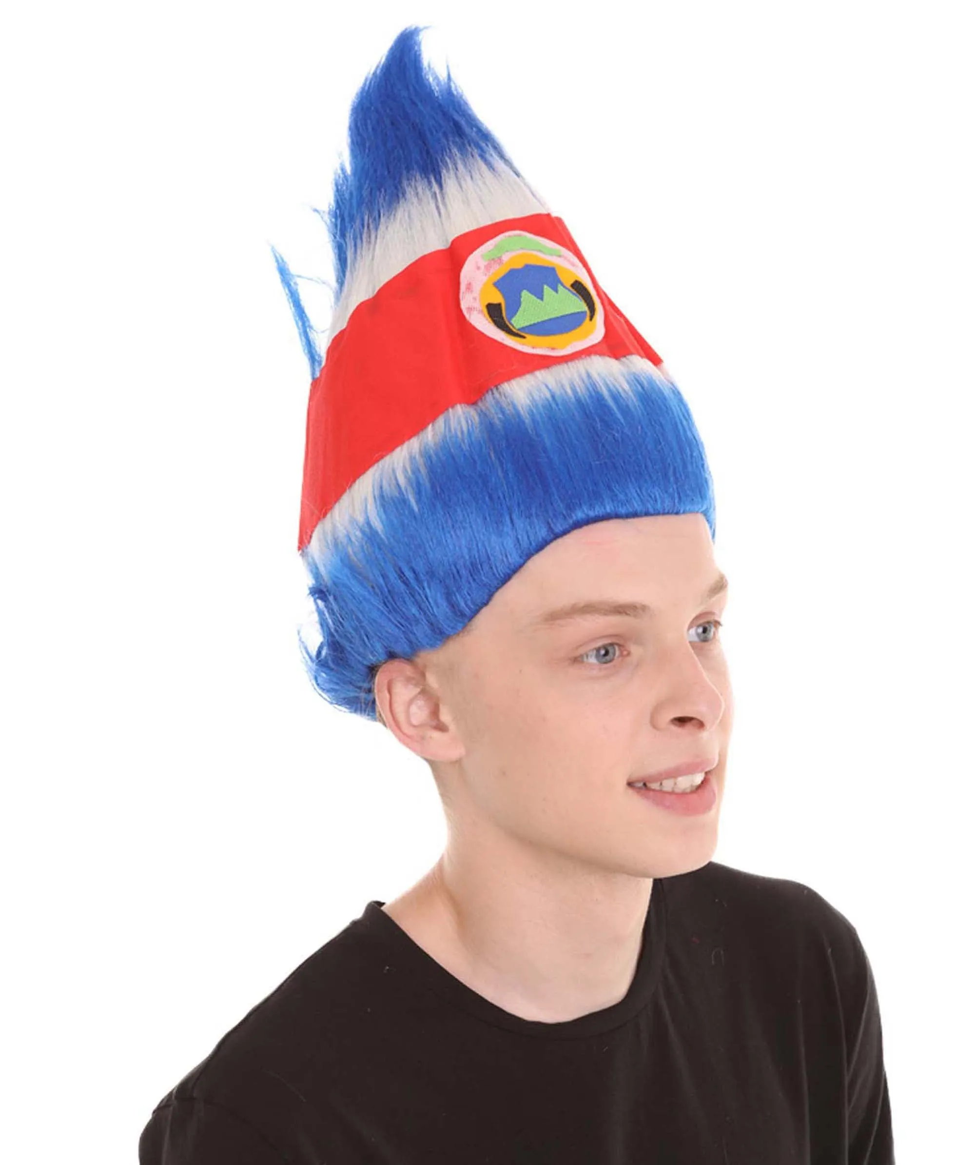 Costa Rica Flag Sport Troll Wig | Cosplay Halloween Wigs | Premium Breathable Capless Cap