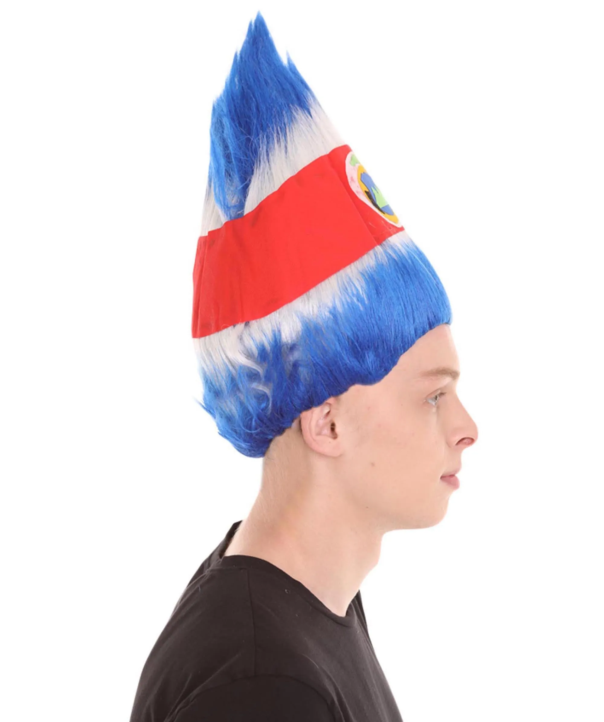 Costa Rica Flag Sport Troll Wig | Cosplay Halloween Wigs | Premium Breathable Capless Cap