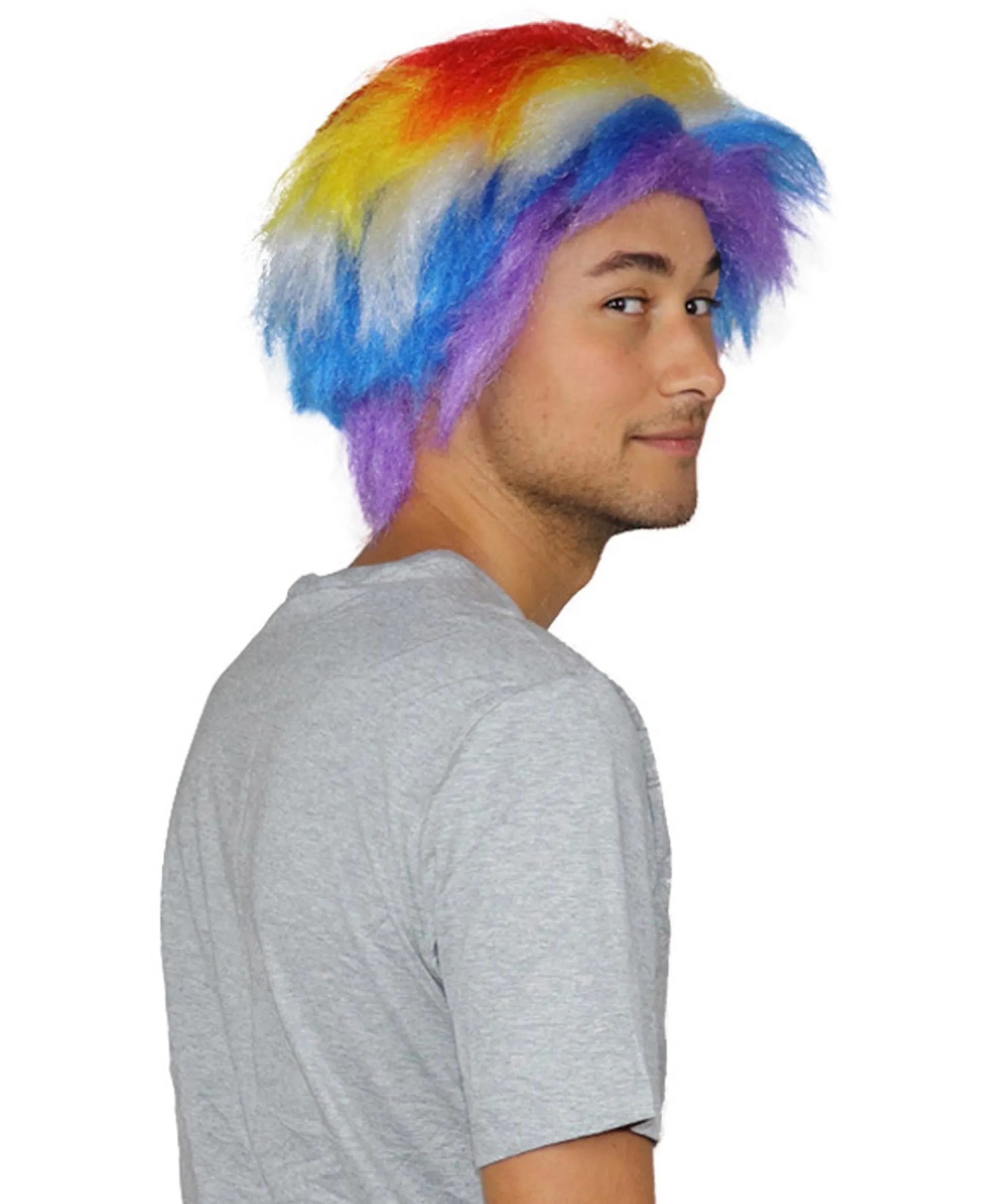 Crazy Clown Around Wig | Rainbow Clown Scary Wigs | Premium Breathable Capless Cap