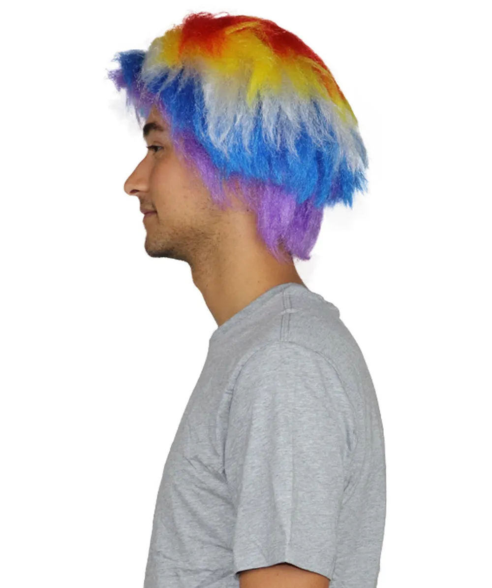 Crazy Clown Around Wig | Rainbow Clown Scary Wigs | Premium Breathable Capless Cap