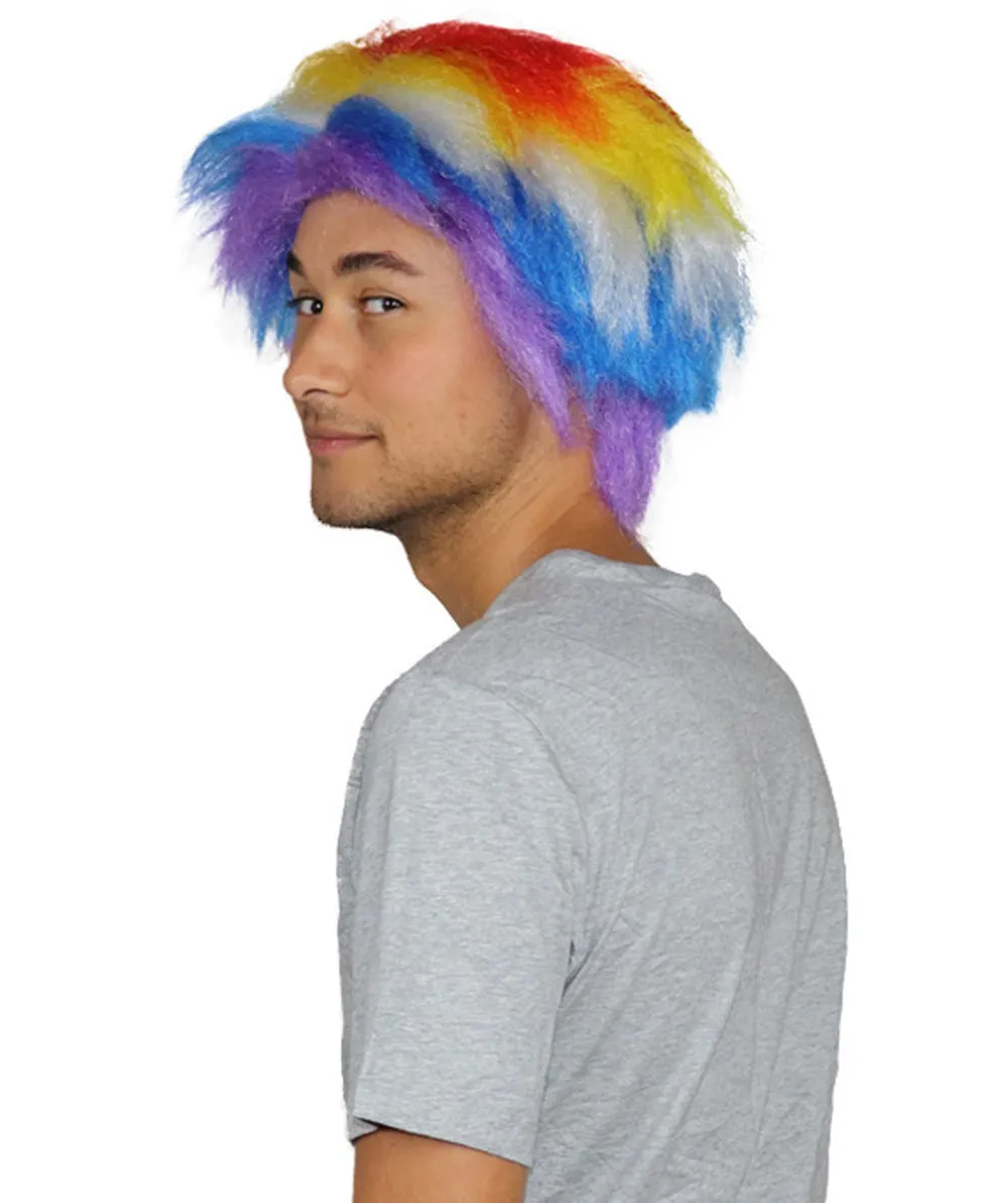 Crazy Clown Around Wig | Rainbow Clown Scary Wigs | Premium Breathable Capless Cap