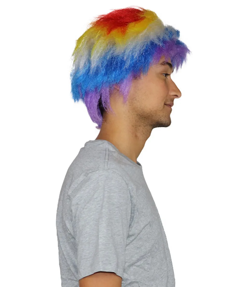 Crazy Clown Around Wig | Rainbow Clown Scary Wigs | Premium Breathable Capless Cap