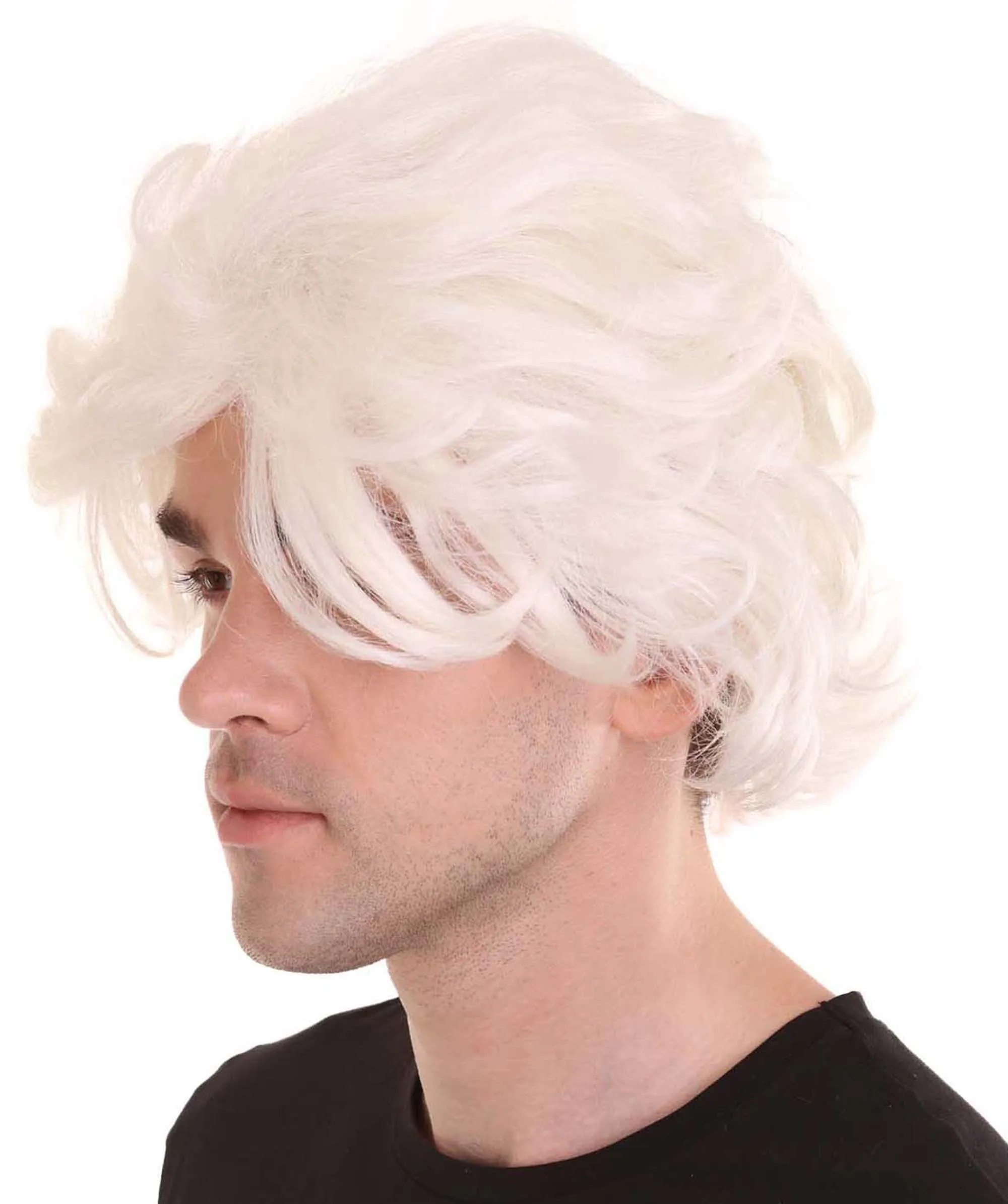 Crazy Scientist Mens Wig | White Cosplay Halloween Wig | Premium Breathable Capless Cap