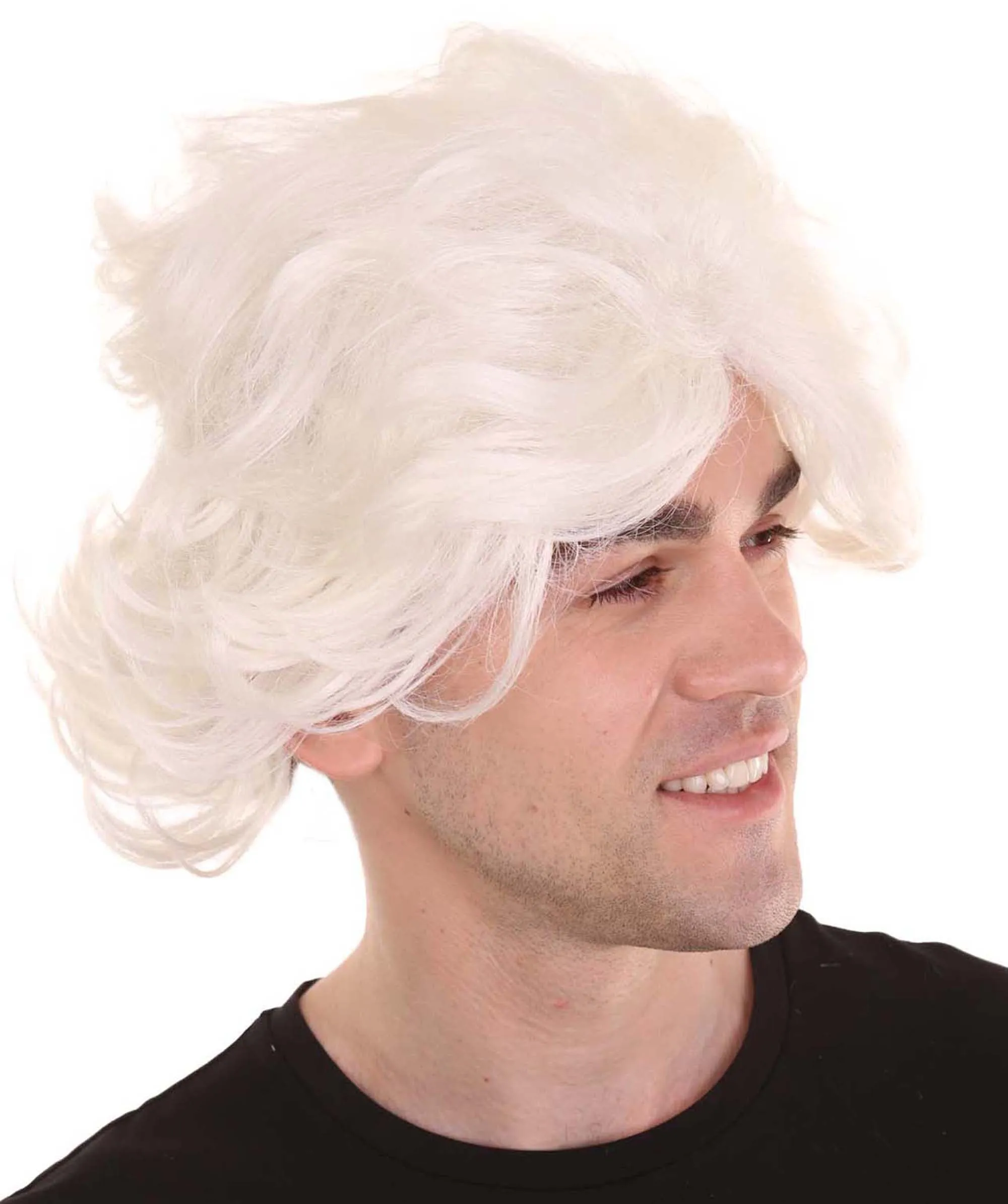 Crazy Scientist Mens Wig | White Cosplay Halloween Wig | Premium Breathable Capless Cap