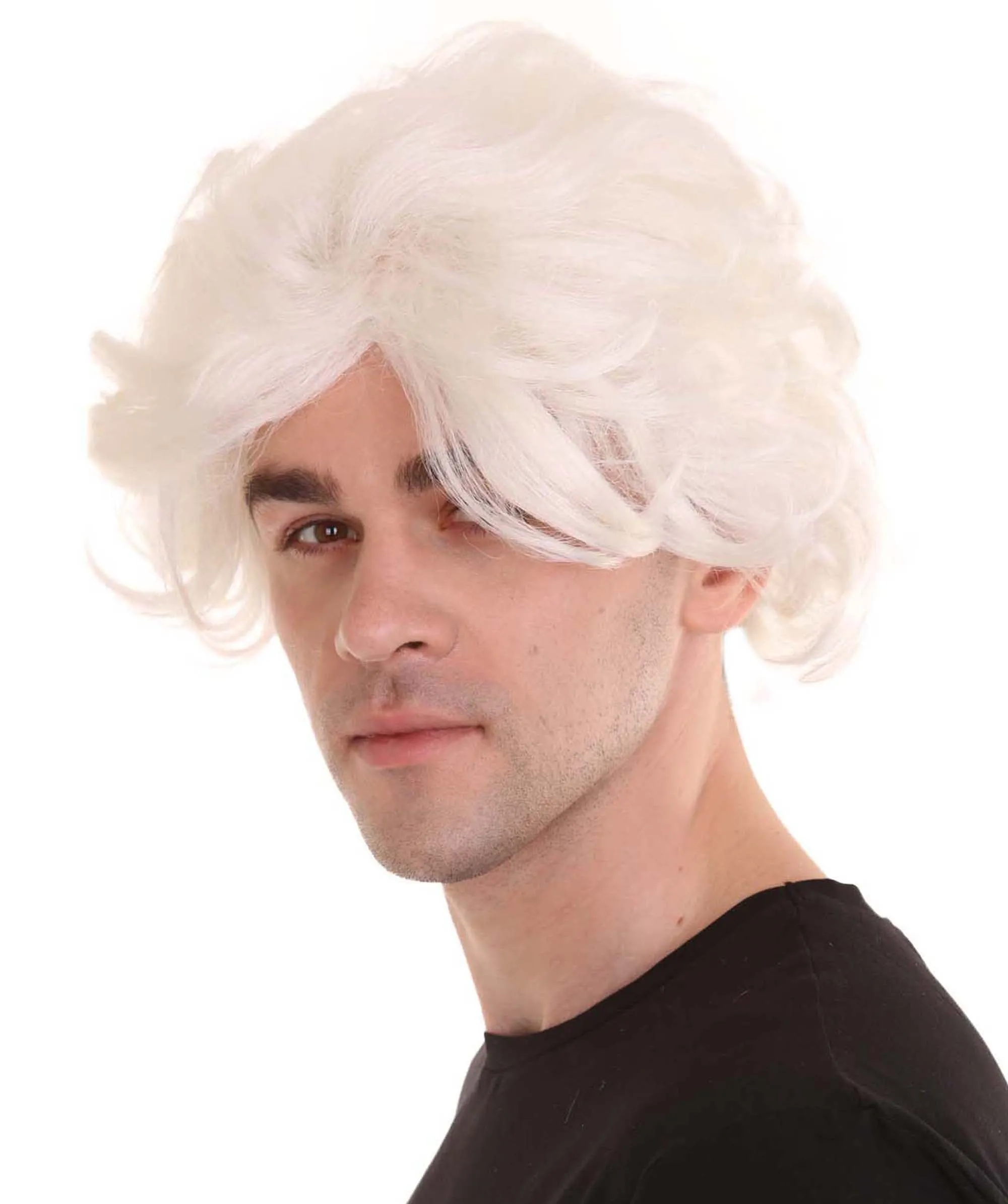 Crazy Scientist Mens Wig | White Cosplay Halloween Wig | Premium Breathable Capless Cap