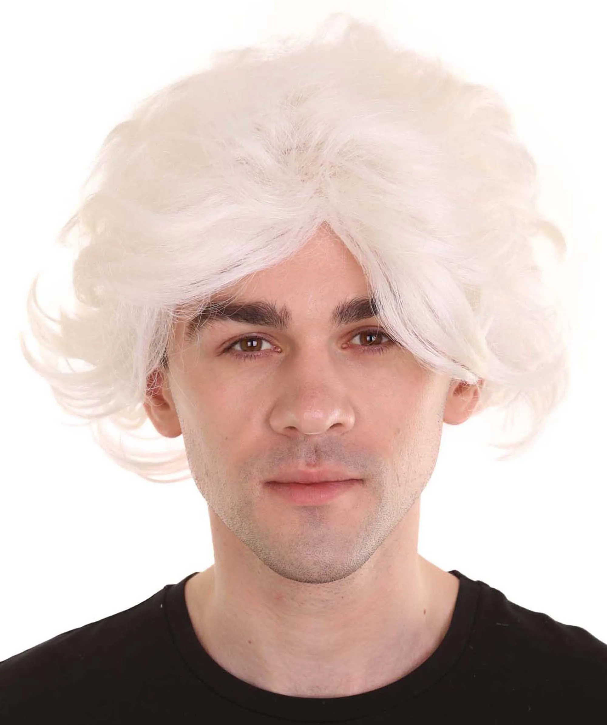 Crazy Scientist Mens Wig | White Cosplay Halloween Wig | Premium Breathable Capless Cap