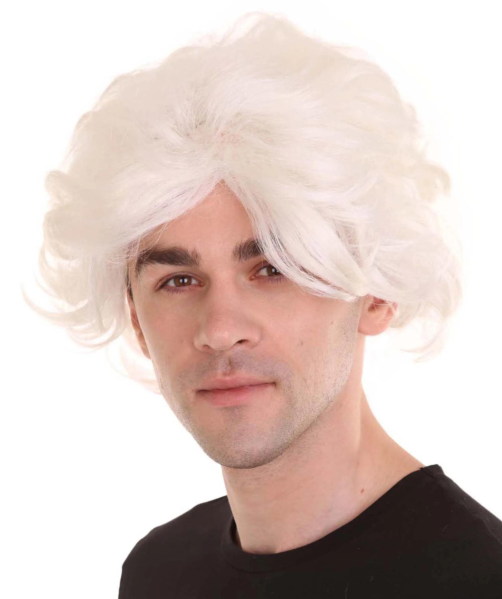 Crazy Scientist Mens Wig | White Cosplay Halloween Wig | Premium Breathable Capless Cap