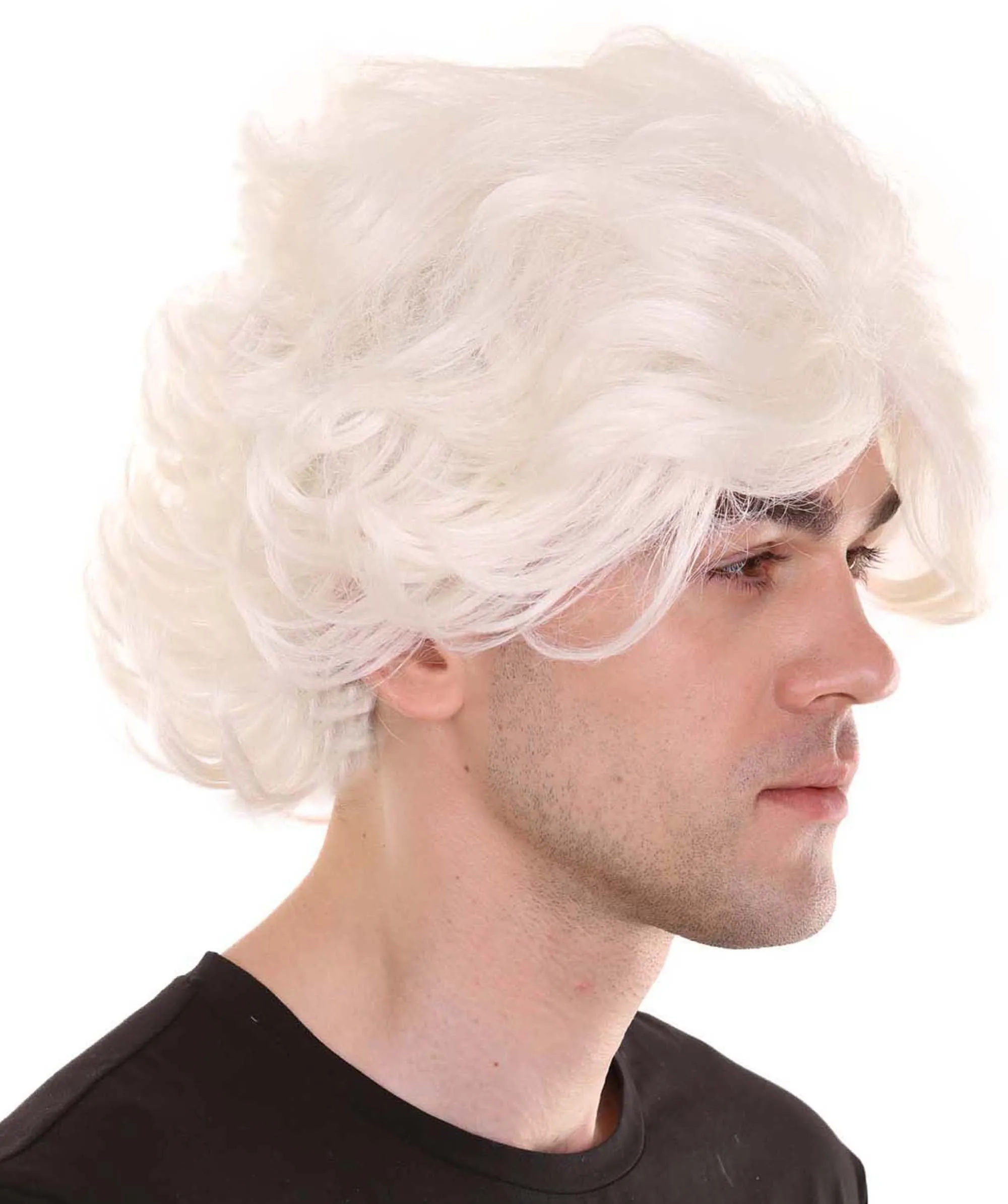 Crazy Scientist Mens Wig | White Cosplay Halloween Wig | Premium Breathable Capless Cap