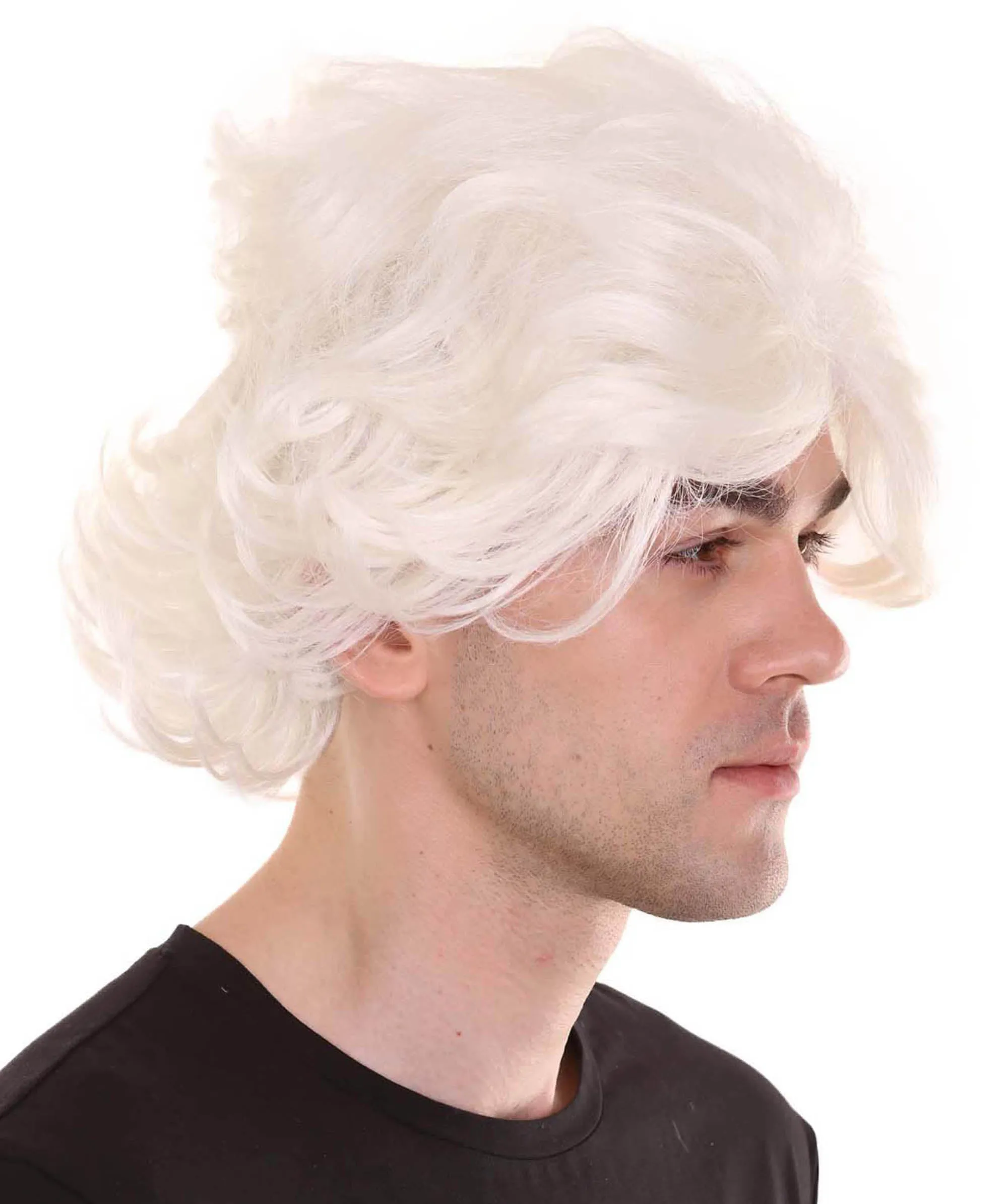 Crazy Scientist Mens Wig | White Cosplay Halloween Wig | Premium Breathable Capless Cap