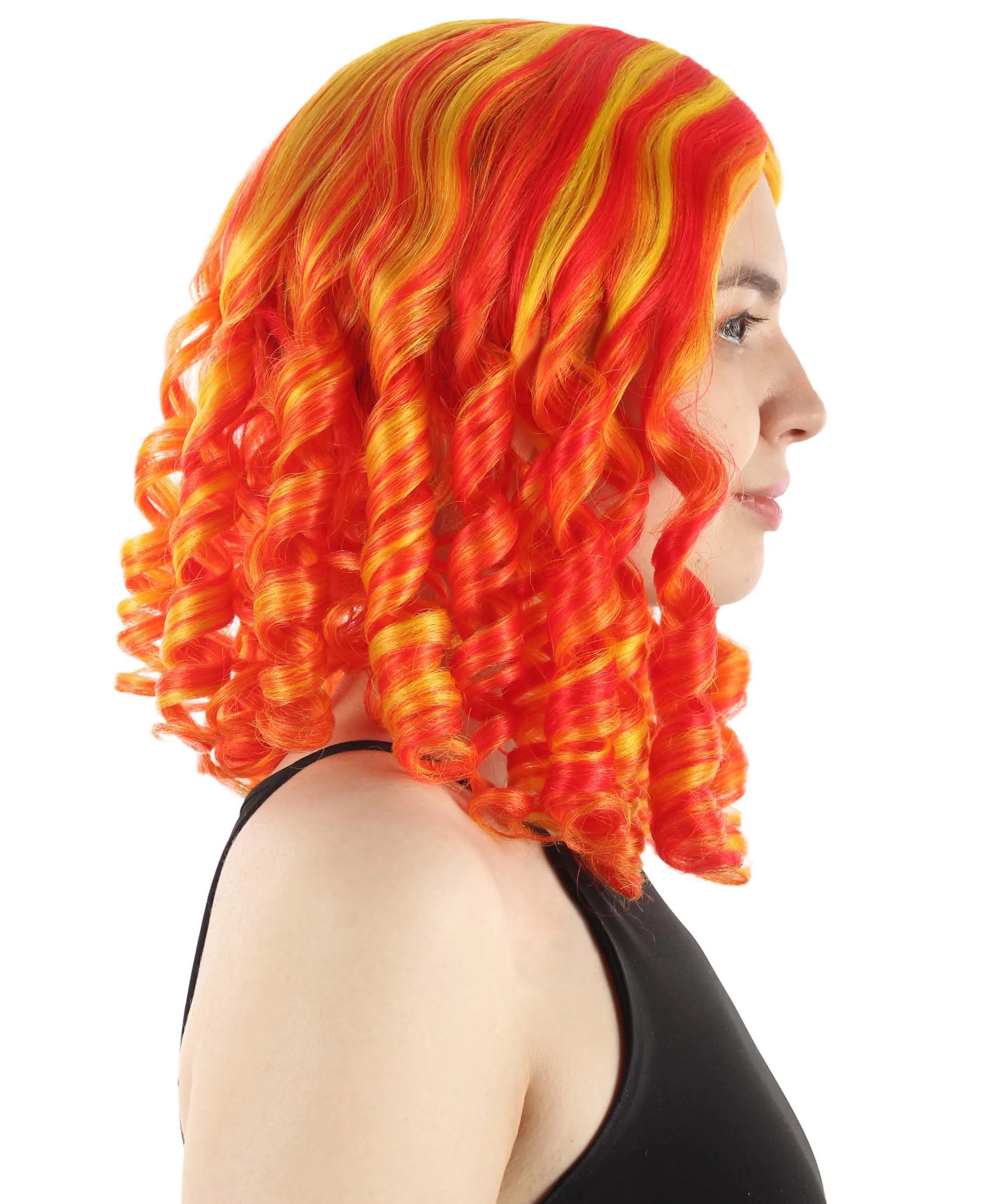 Curly Goldilocks Wig, Multi Color Synthetic Fiber Hair