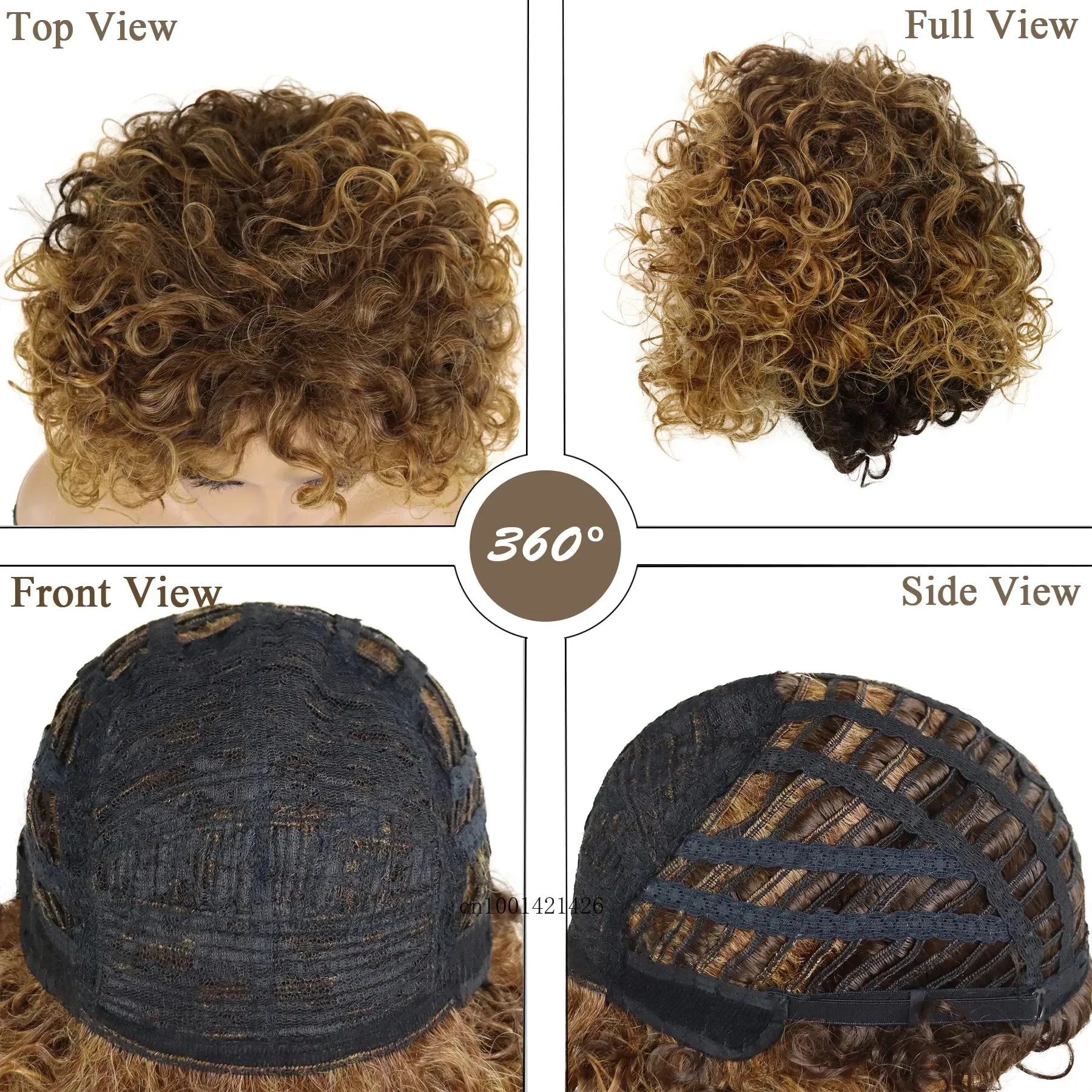 Curly Wig with Bangs Synthetic Short Curly Wigs for Black Women Colly Frizzy Top Mommy Wigs Outfits Daily Use Natural Haircuts