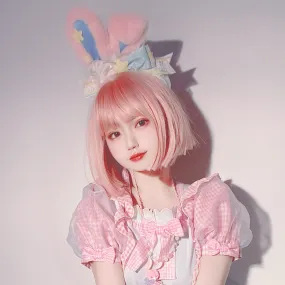 Cute Pink Bob Short Hair Wig