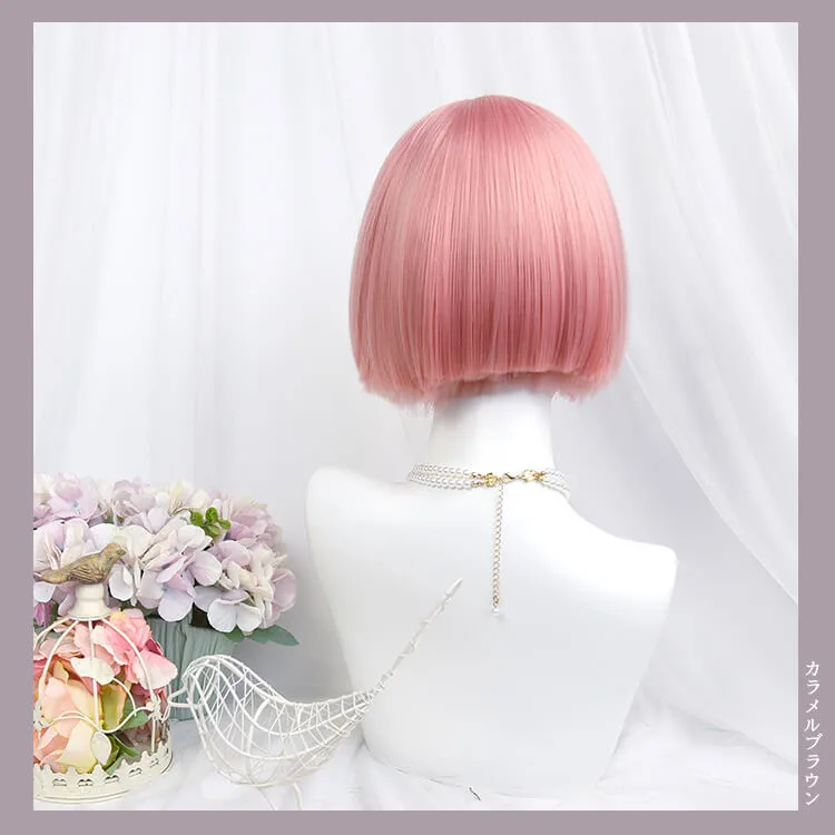 Cute Pink Bob Short Hair Wig