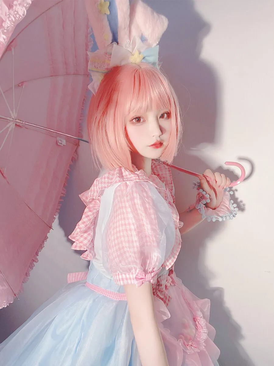 Cute Pink Bob Short Hair Wig