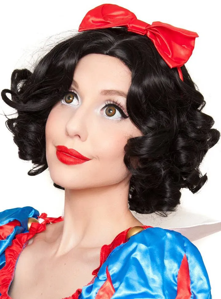 Deluxe Womens Short Black Snow White Costume Wig