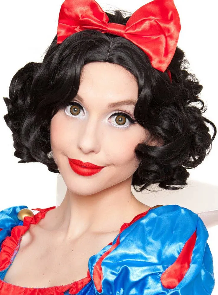 Deluxe Womens Short Black Snow White Costume Wig