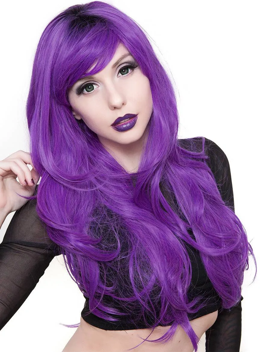 Deluxe Womens Uptown Girl Purple Heat Resistant Wig