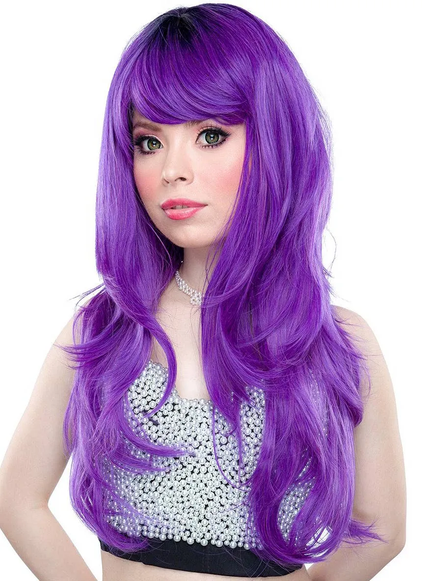 Deluxe Womens Uptown Girl Purple Heat Resistant Wig