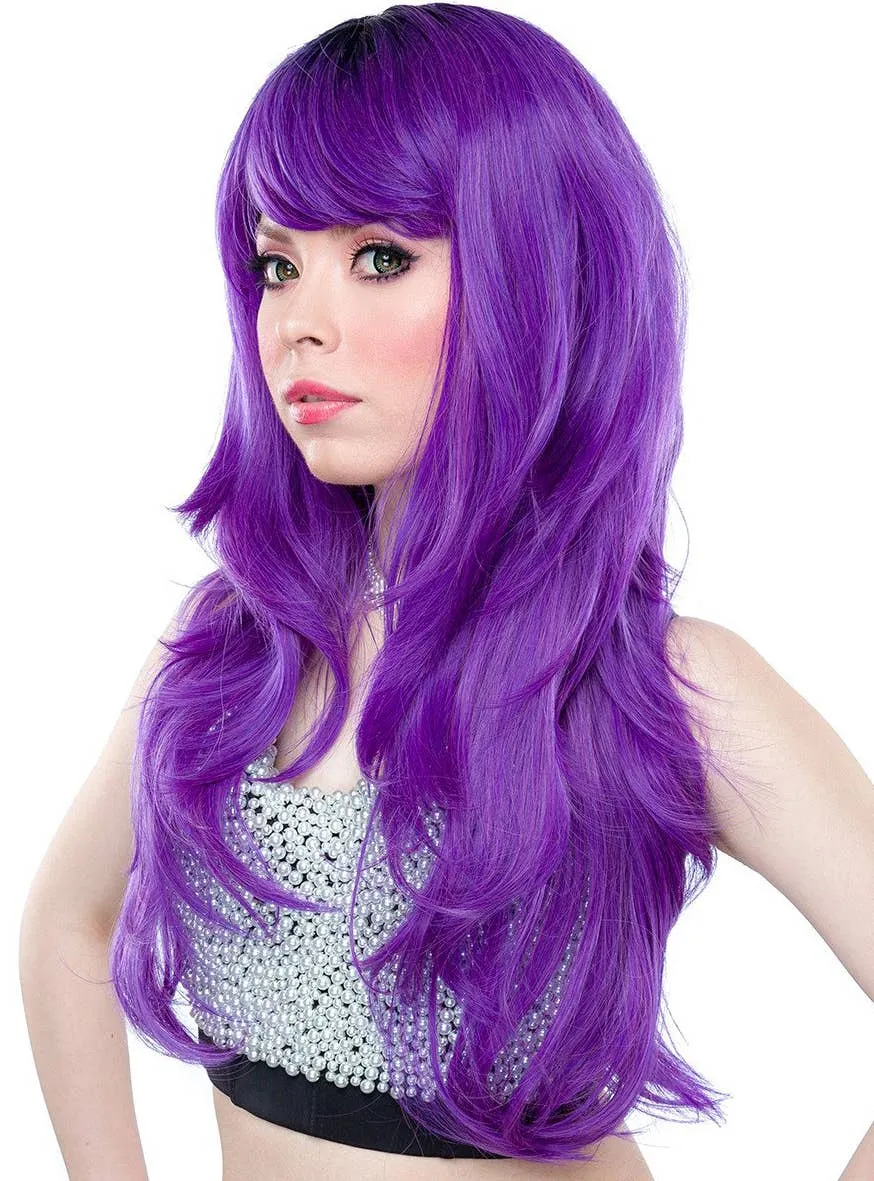 Deluxe Womens Uptown Girl Purple Heat Resistant Wig