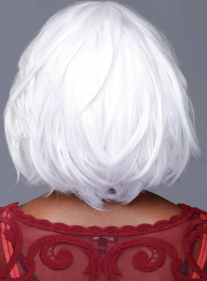 Deluxe Womens White Bob Fashion Wig with Side Fringe
