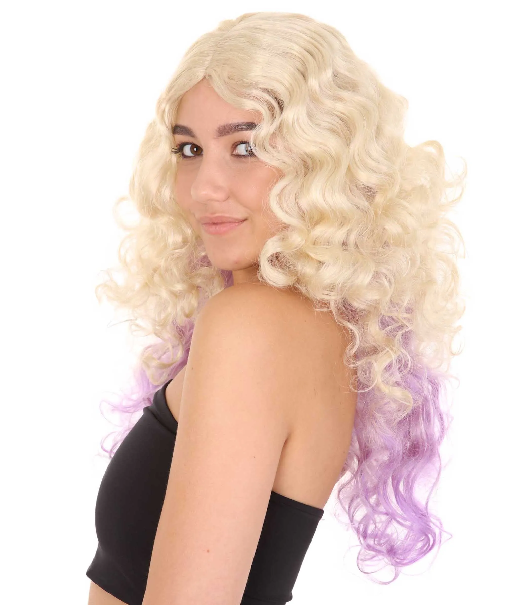 Descendants 2 Mal Wig | Blond Purple TV/Movie Fancy Cosplay Halloween Wig | Premium Breathable Capless Cap