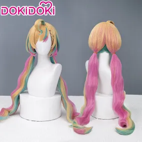 Dokidoki Vtuber NIJISANJI Cosplay Ethyria Millie Cosplay Wig Long Curly Rainbow Hair