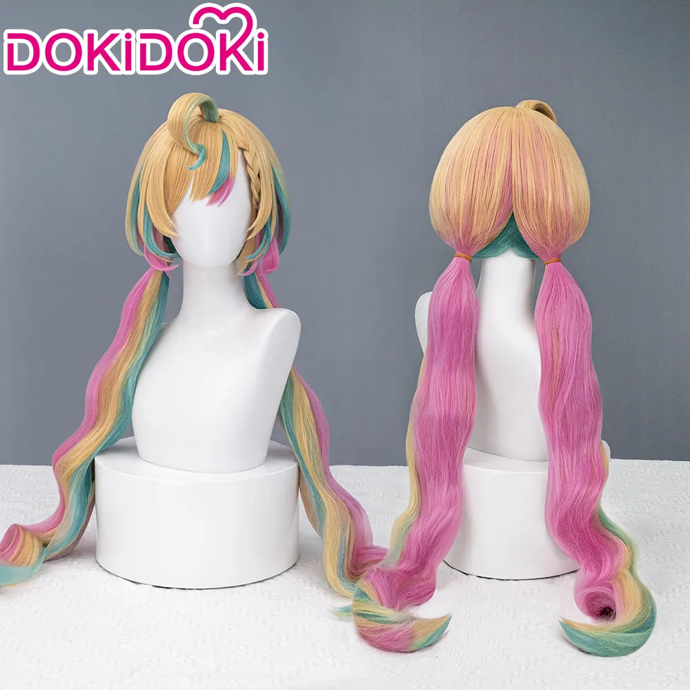 Dokidoki Vtuber NIJISANJI Cosplay Ethyria Millie Cosplay Wig Long Curly Rainbow Hair