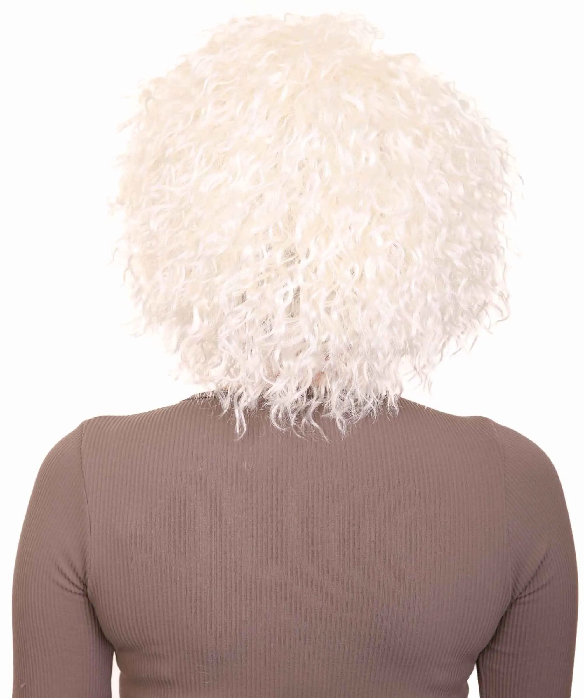 Doll Curly White Womens Wig | Super Sized Jumbo Character Cosplay Halloween Wig | Premium Breathable Capless Cap