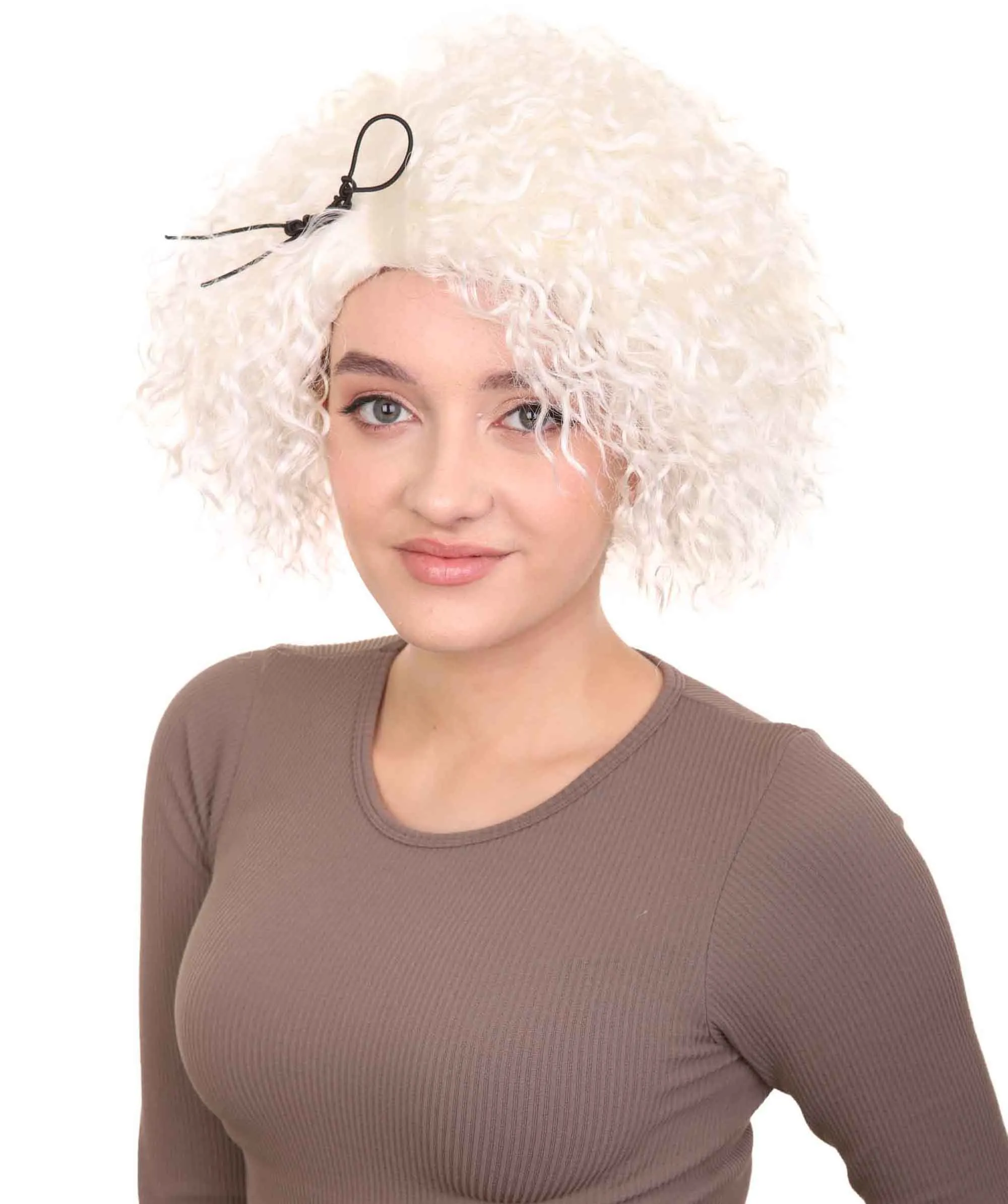 Doll Curly White Womens Wig | Super Sized Jumbo Character Cosplay Halloween Wig | Premium Breathable Capless Cap