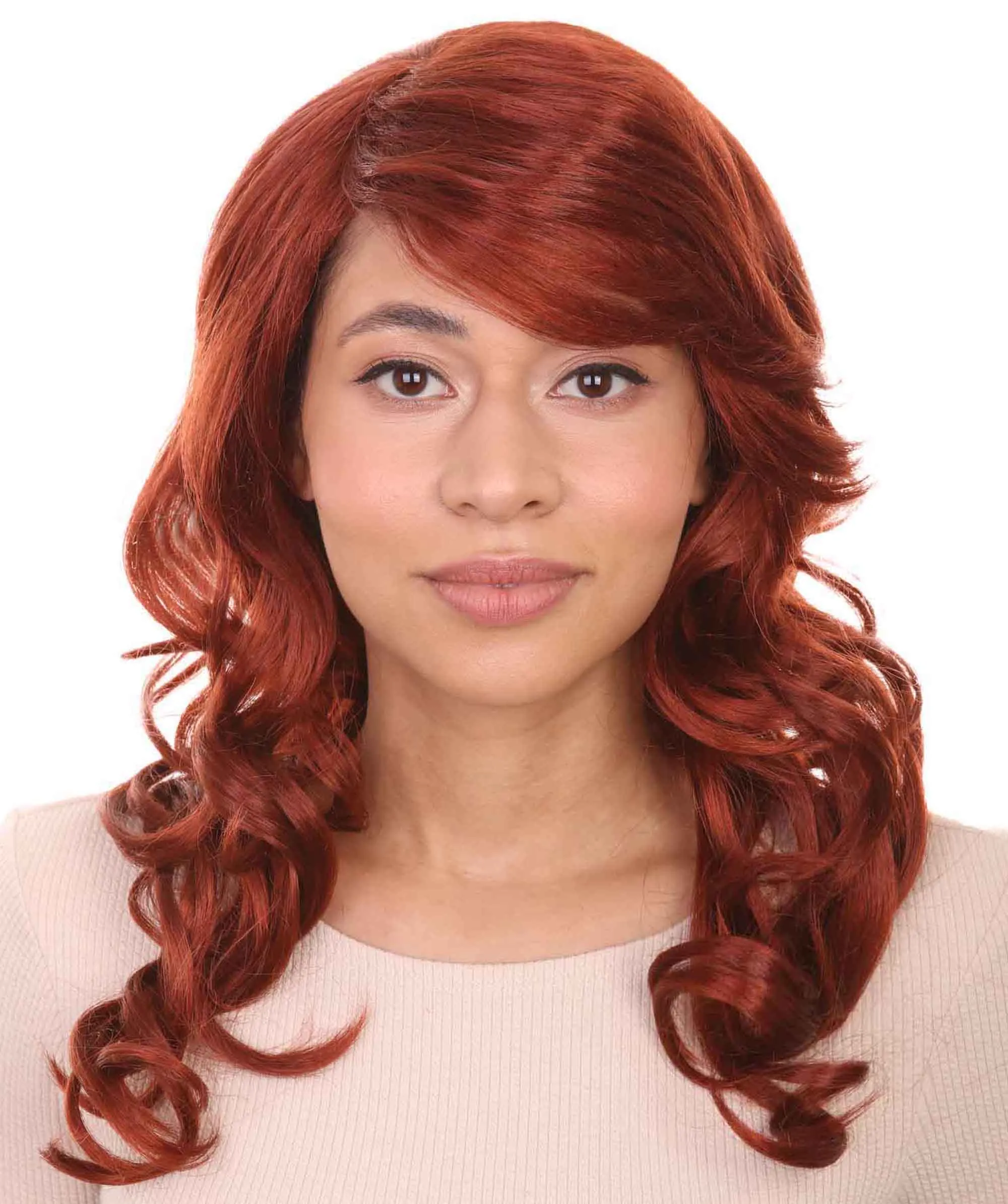 Fancy Auburn Wavy Womens Wig | Medium Glamour Halloween Wig | Premium Breathable Capless Cap